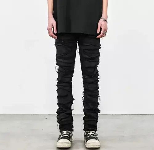 Jean Skinny Denim Jeans Heavy Destruction Ripped Size US 32 / EU 48 - 1 Thumbnail