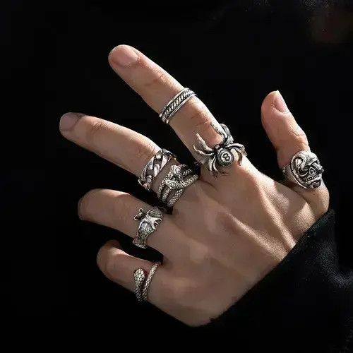 Jewelry x Ring Gold Plated Rings Set in Silver, Men's