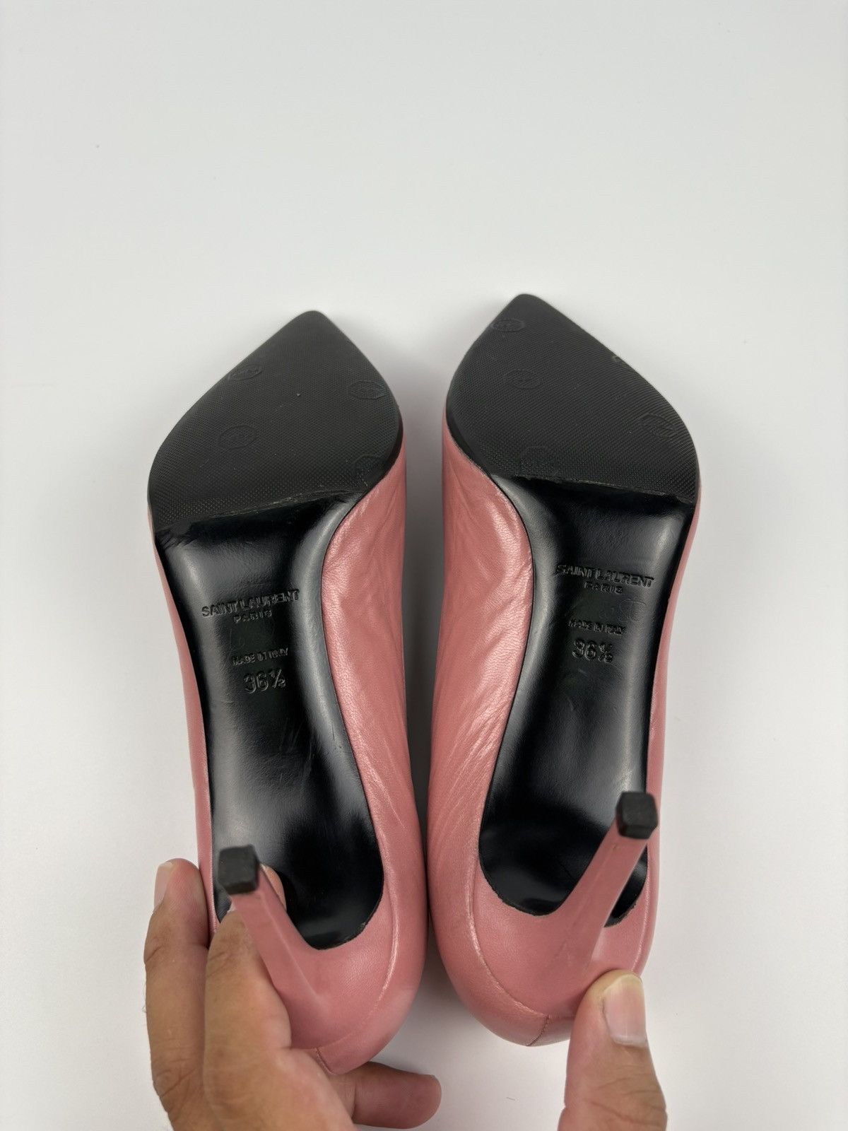 Saint Laurent Paris SLP Pointed Toe Pumps Fushia Leather Heels Size US 6.5 / IT 36.5 - 6 Thumbnail