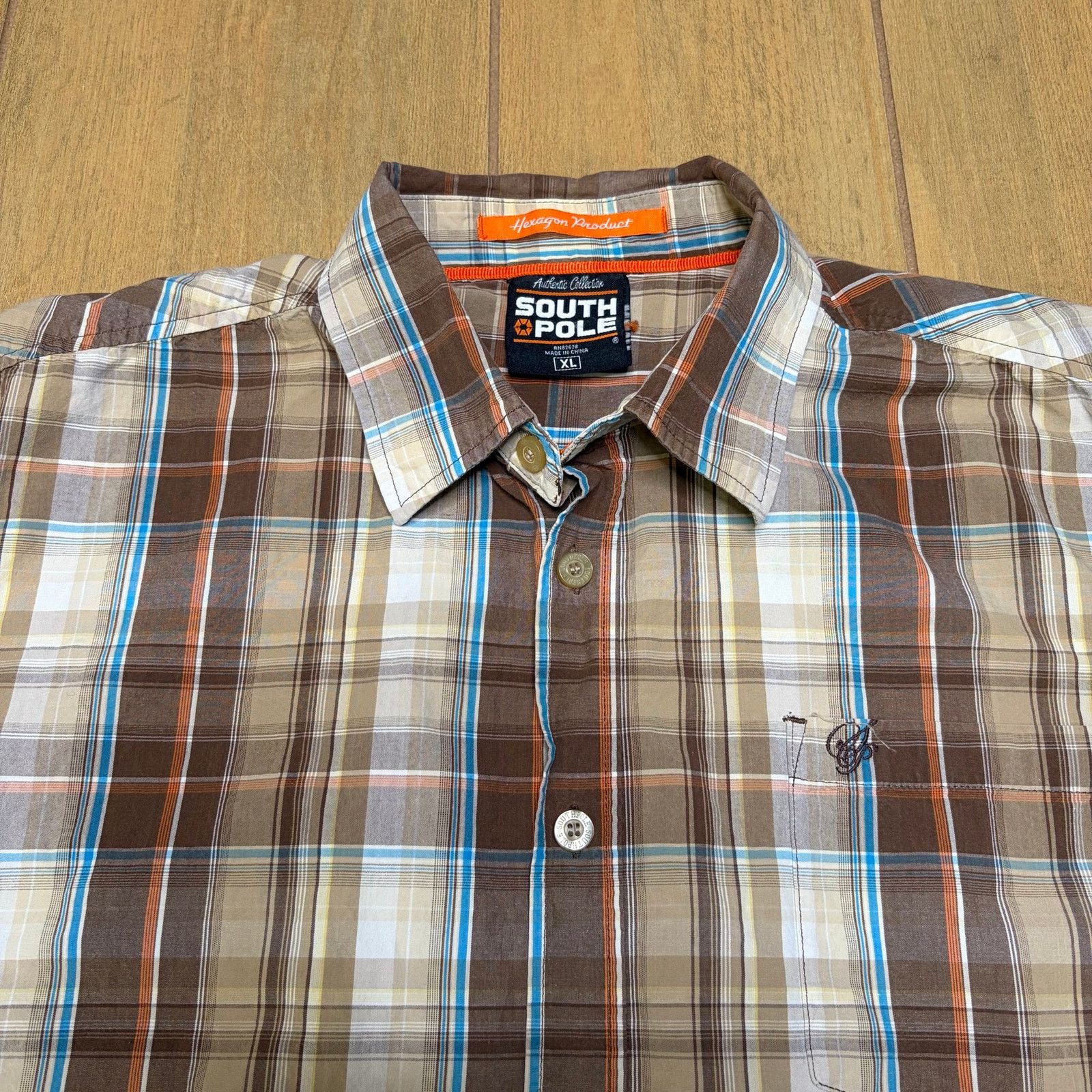 Southpole Vintage South Pole Plaid Button Up Shirt Mens XL Brown Y2K Size US XL / EU 56 / 4 - 1 Thumbnail