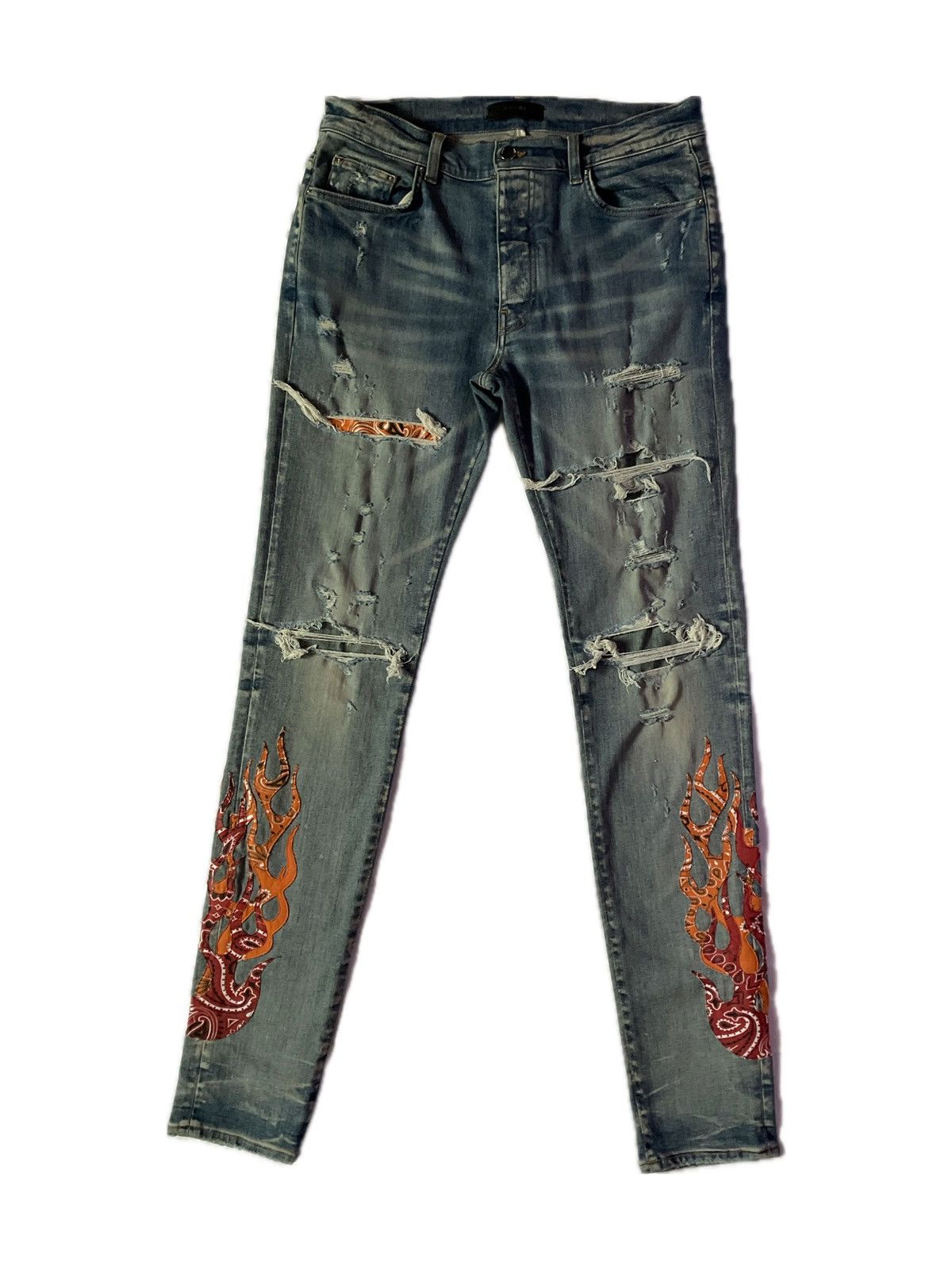 Amiri Amiri Bandana Flame Jeans Clay Indigo Size US 34 / EU 50 - 1 Thumbnail