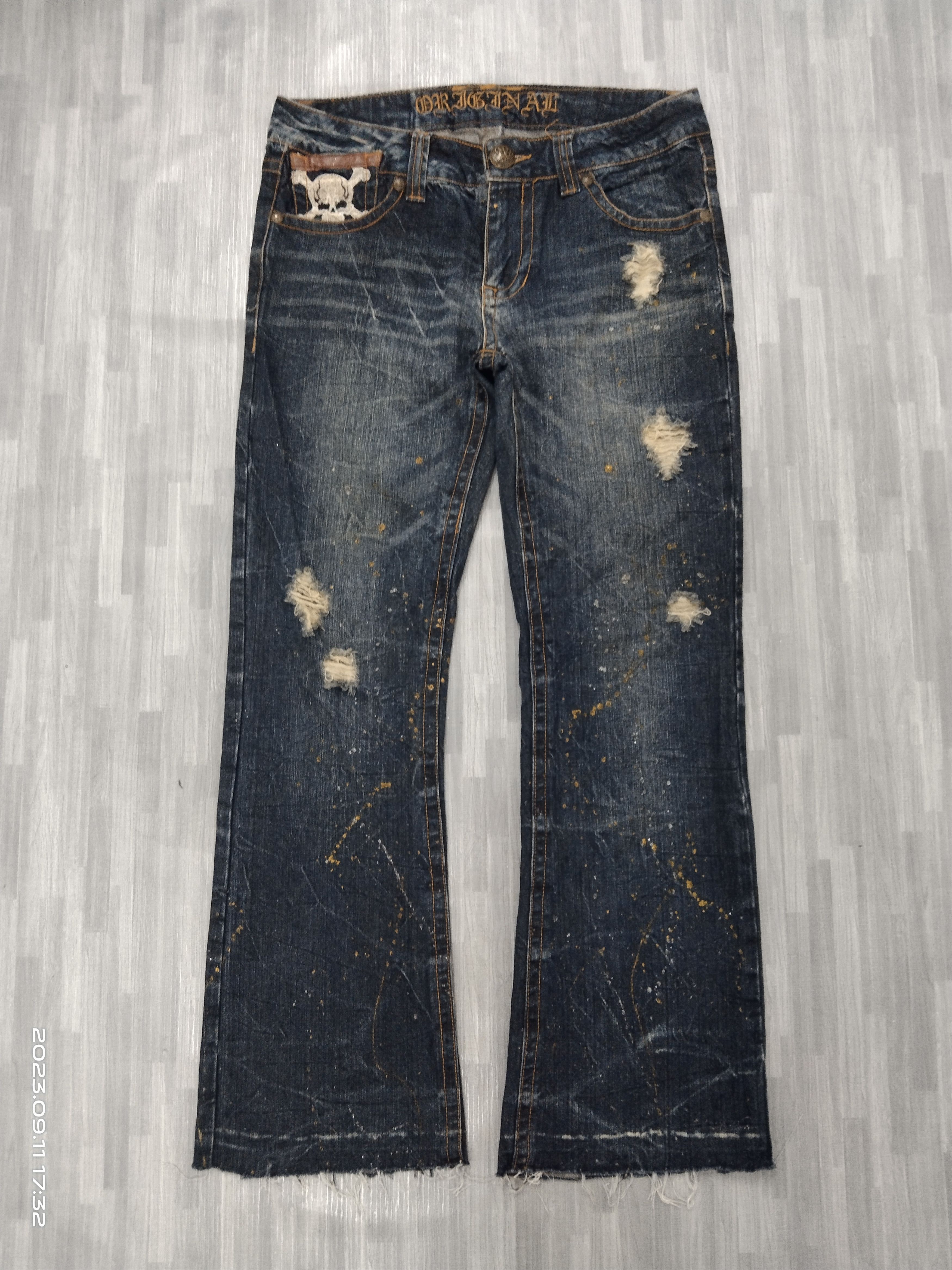 Japanese Brand FLARE SICK SPLATTER ORIGINAL JEANS DENIM PANTS Size US 31 - 2 Thumbnail