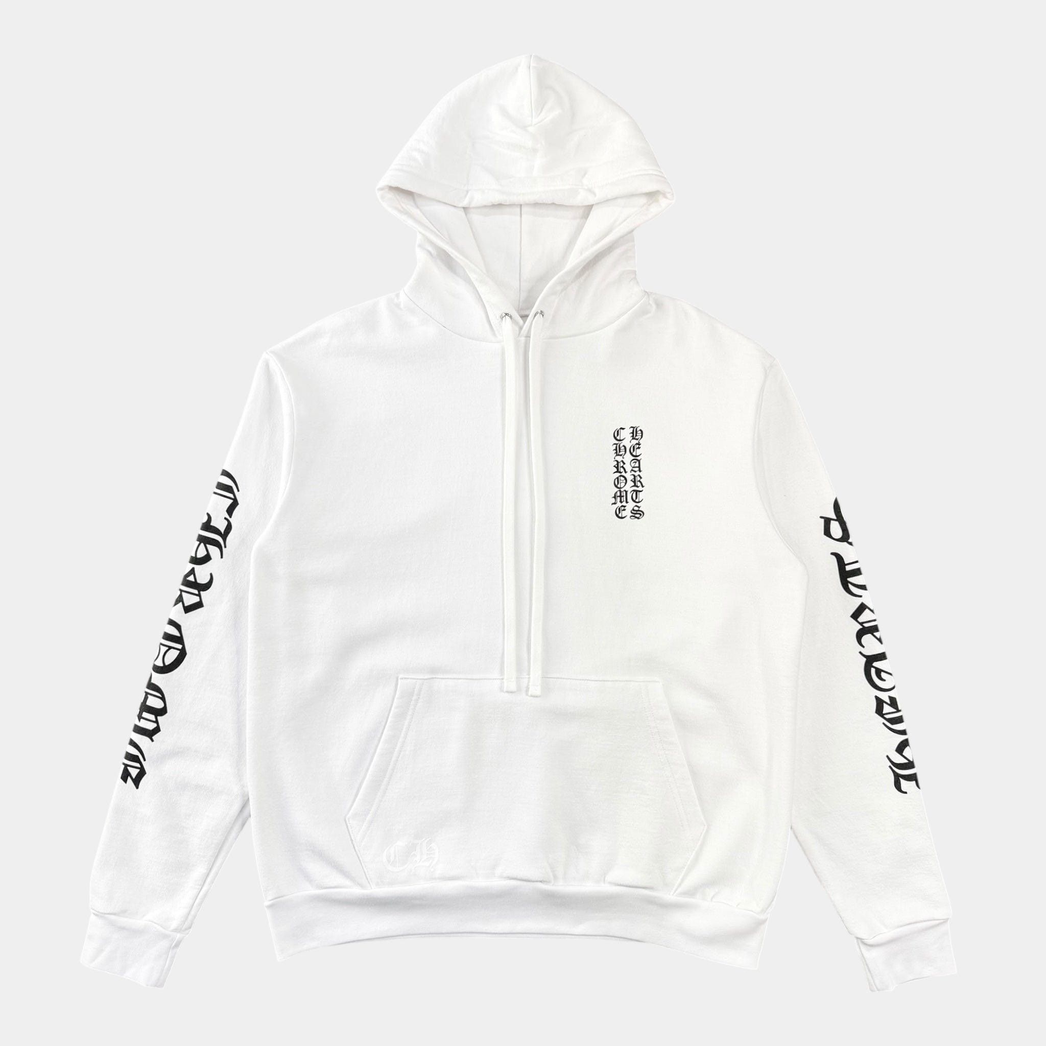 Vertical Logo Hooded Sweatshirt White Black