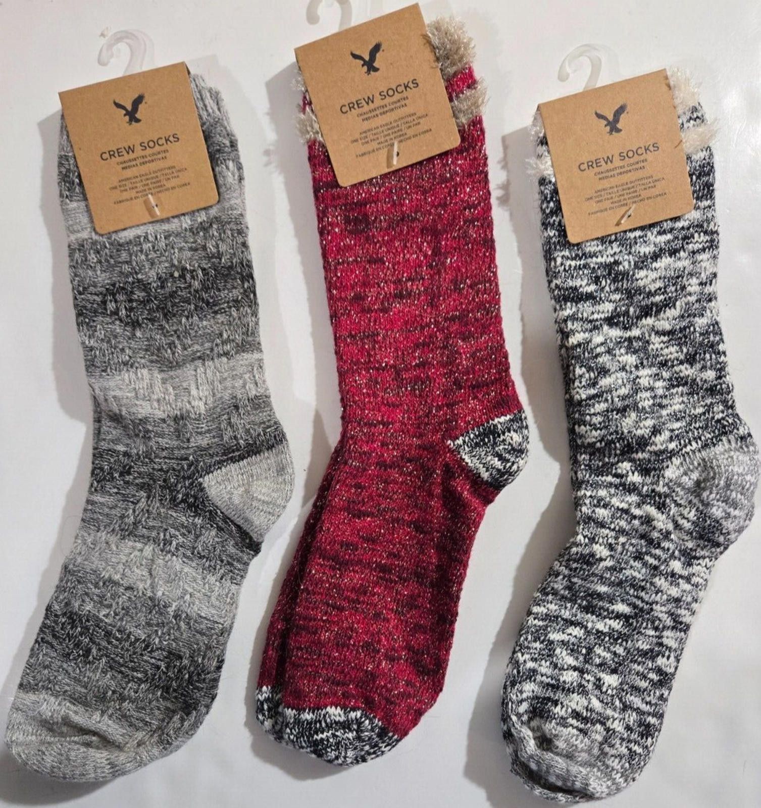 American Eagle Outfitters 3 Pair American Eagle Socks Crew Dress w/ Metallic NEW NWT Size ONE SIZE - 1 Thumbnail