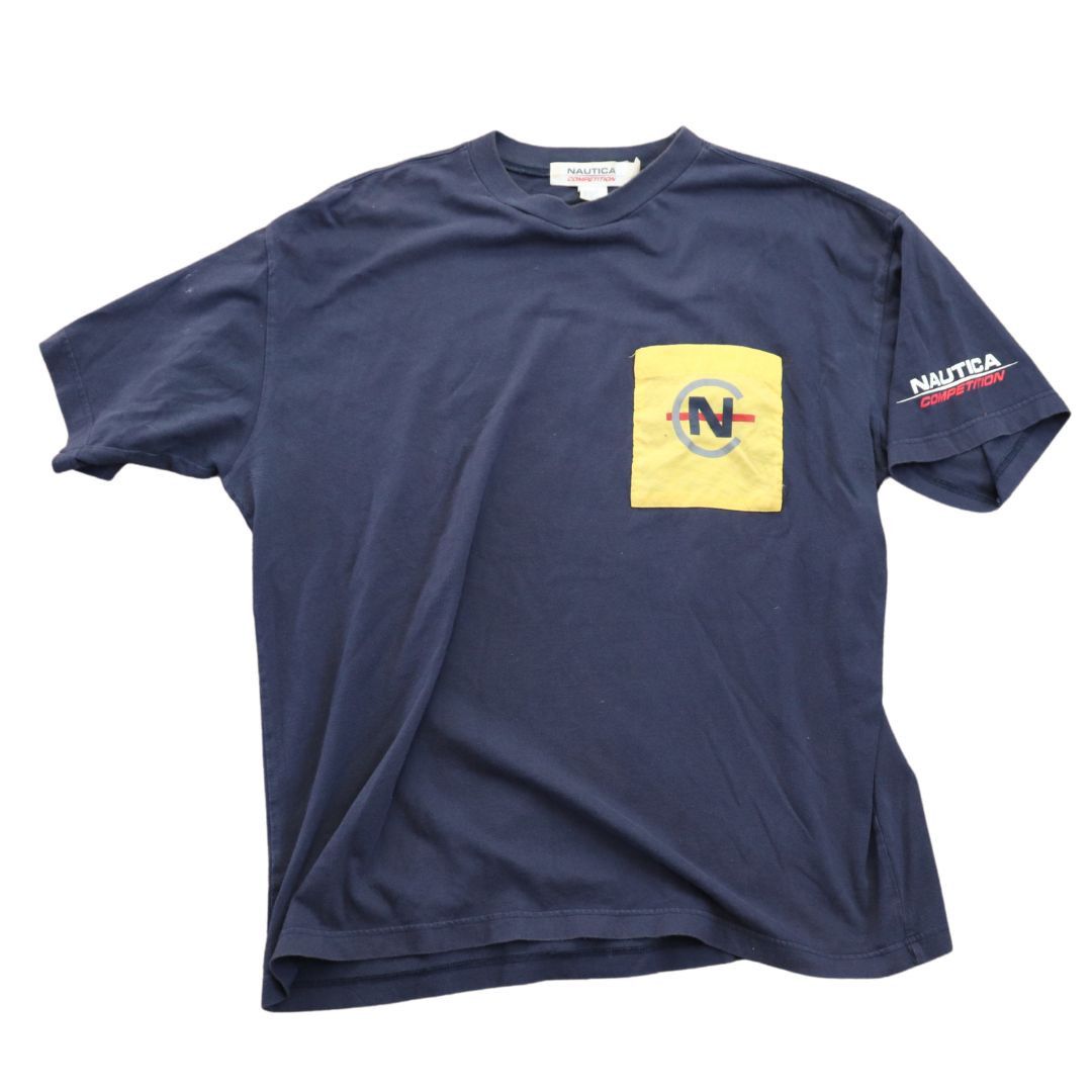 image of 90's Nautica Competition Pocket Tee (M) in Blue, Men's (Size Medium)