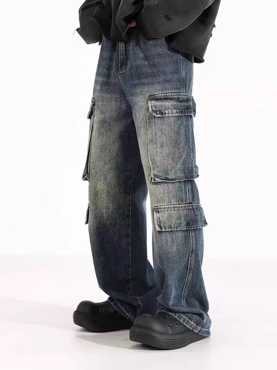 Designer × Jean × Vintage Washed and distressed workwear Y2K baggy jeans Size US 28 / EU 44 - 5 Thumbnail