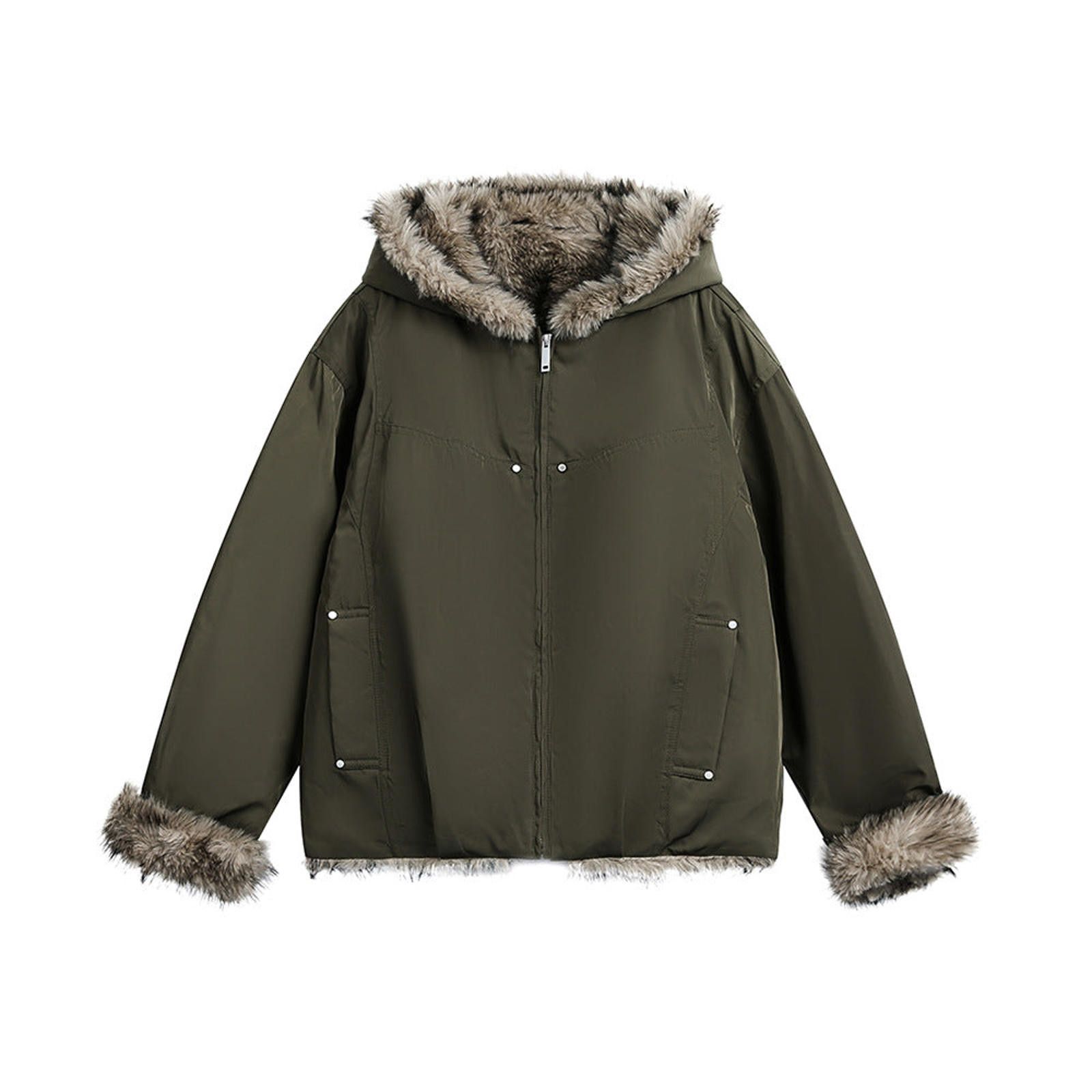 Vintage Cream Faux Fur Lined Hooded Parka Jacket, Warm Outerwear Size US M / EU 48-50 / 2 - 8 Thumbnail