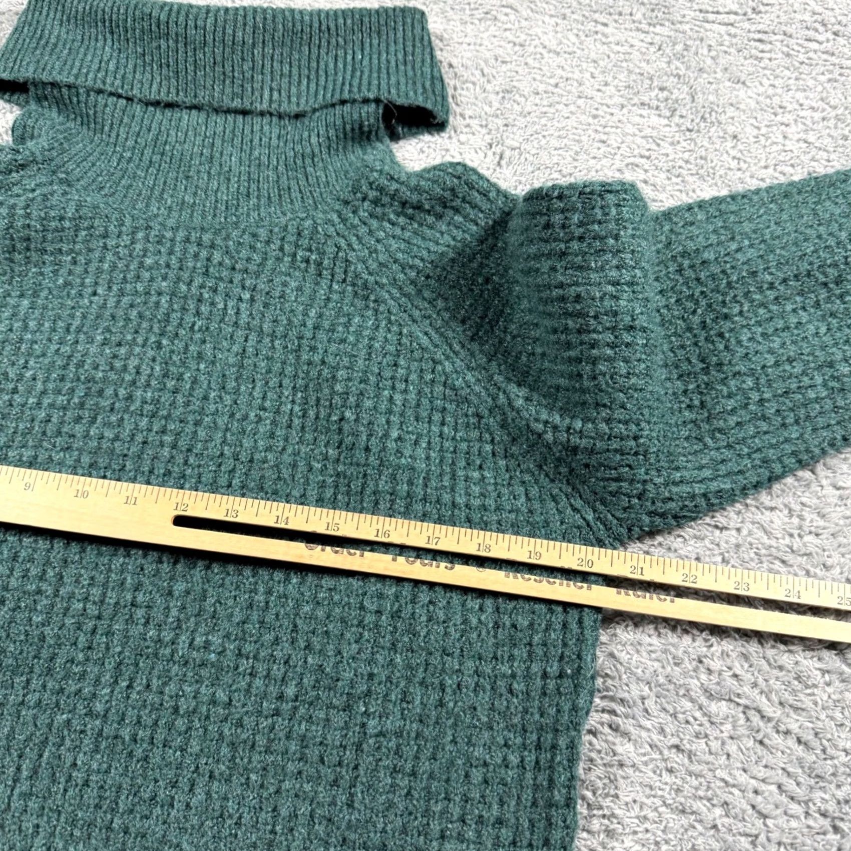 Vintage Kuhl Sweater Womens Size Medium Green Cowl Neck Heavy Knit Curved Hem Sienna Pullover Size M / US 6-8 / IT 42-44 - 6 Thumbnail