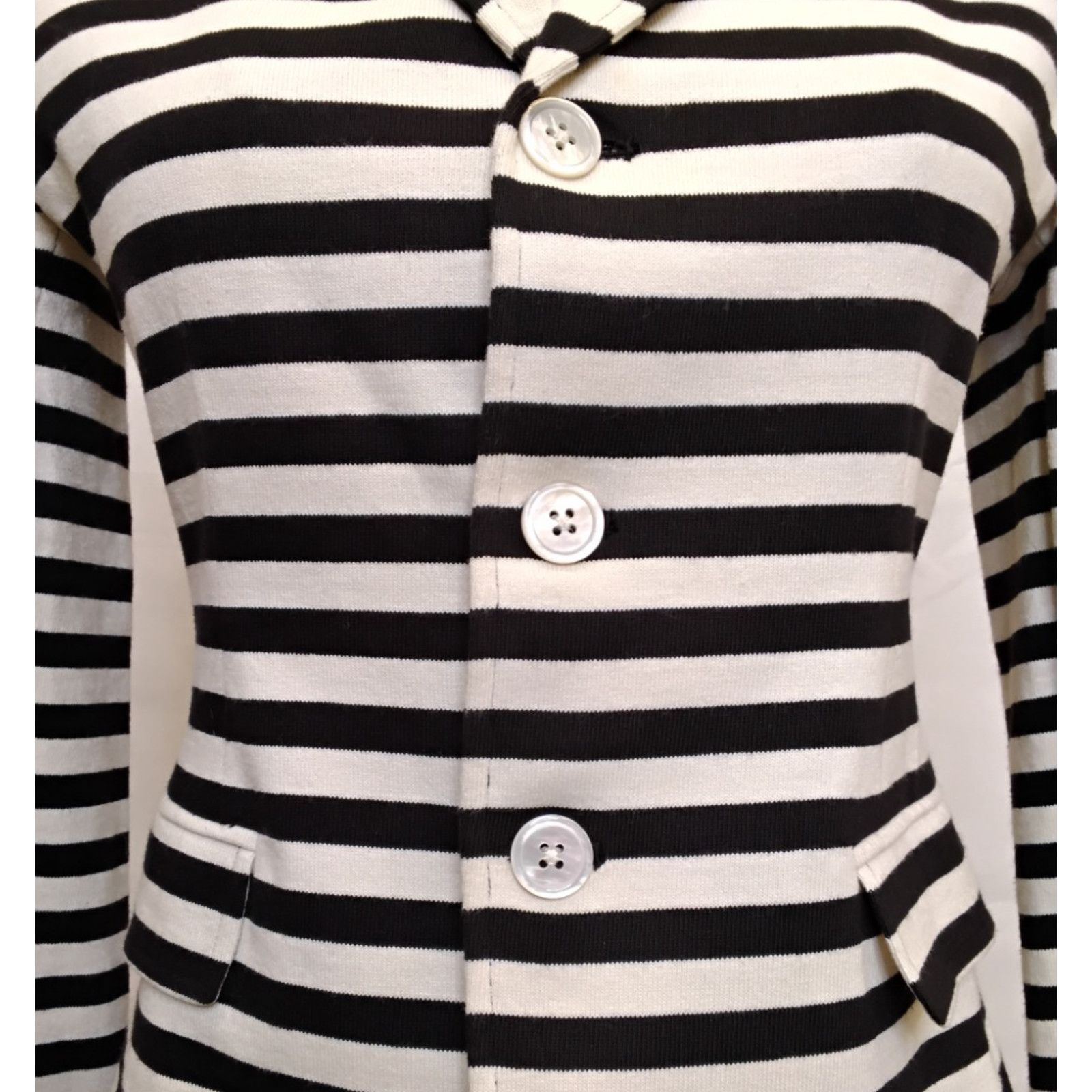 Ralph Lauren Ralph Lauren Knit Blazer Women 2 Black/White Stripes Cotton Size XS / US 0-2 / IT 36-38 - 4 Thumbnail