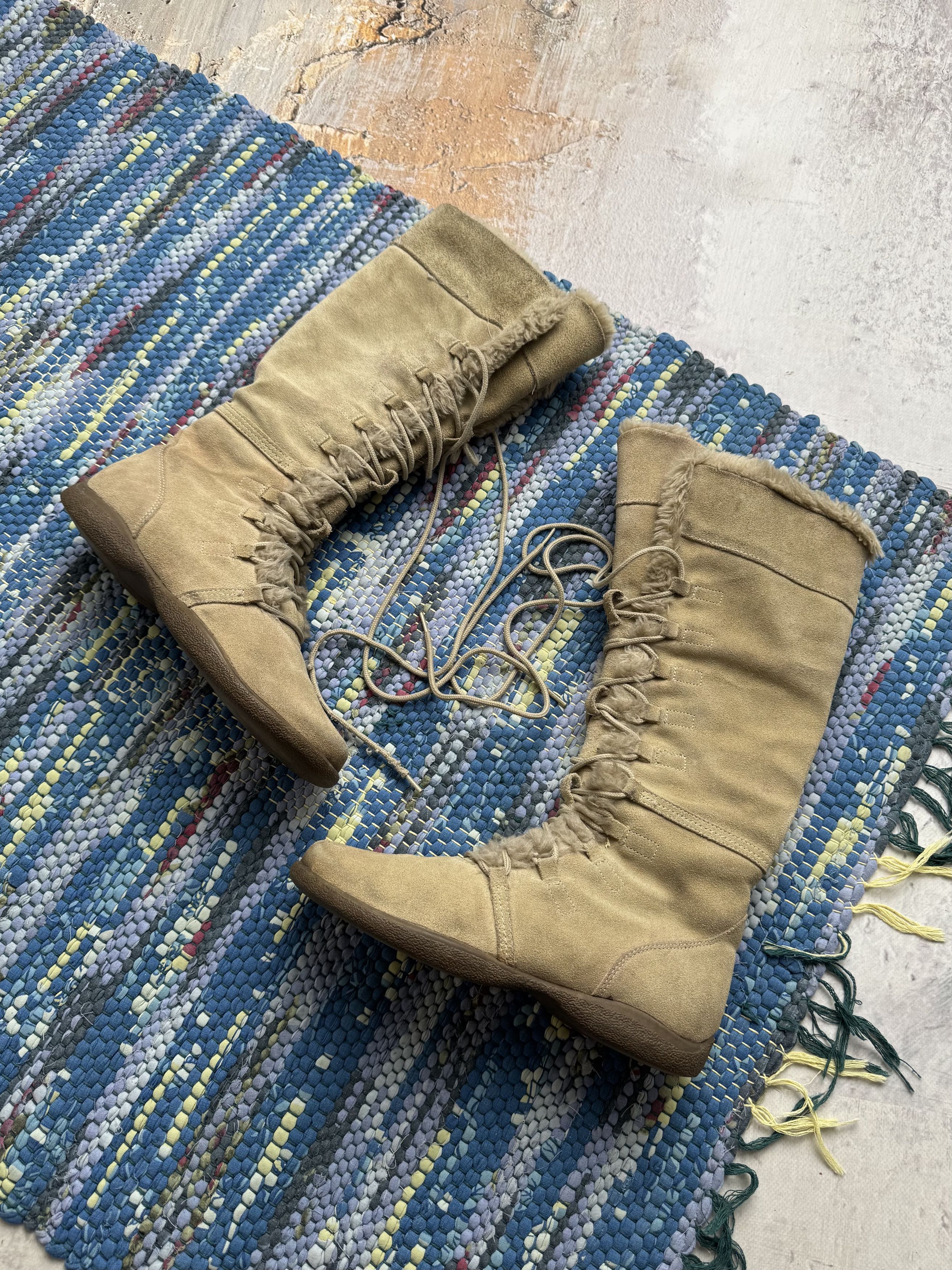 Vintage Suede Boots With Bondage A8(V1)D15