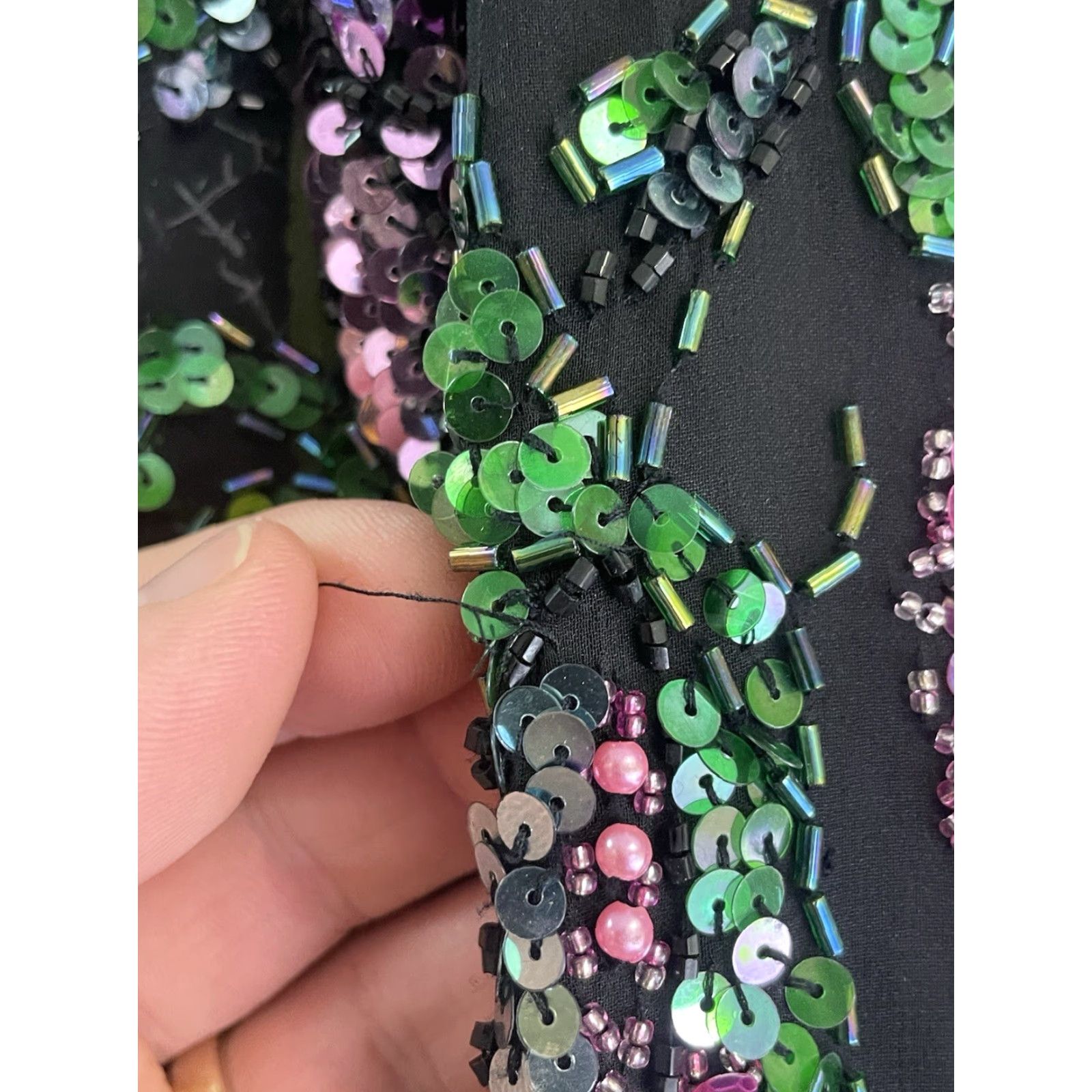 Industrie VINTAGE He-Ro Dress Sequin Long Sleeve Midi Black Size 8 Women - Vintage Black Tie By He-Ro Industries Dress Sequin Jeweled Long Sleeve Sz 8 Size M / US 6-8 / IT 42-44 - 2 Thumbnail