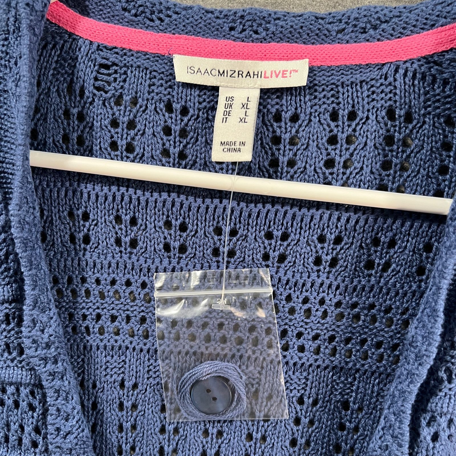 Isaac Mizrahi Isaac Mizrahi LIVE! Pointelle 3/4 Sleeve Crochet Sweate Size L / US 10 / IT 46 - 4 Thumbnail
