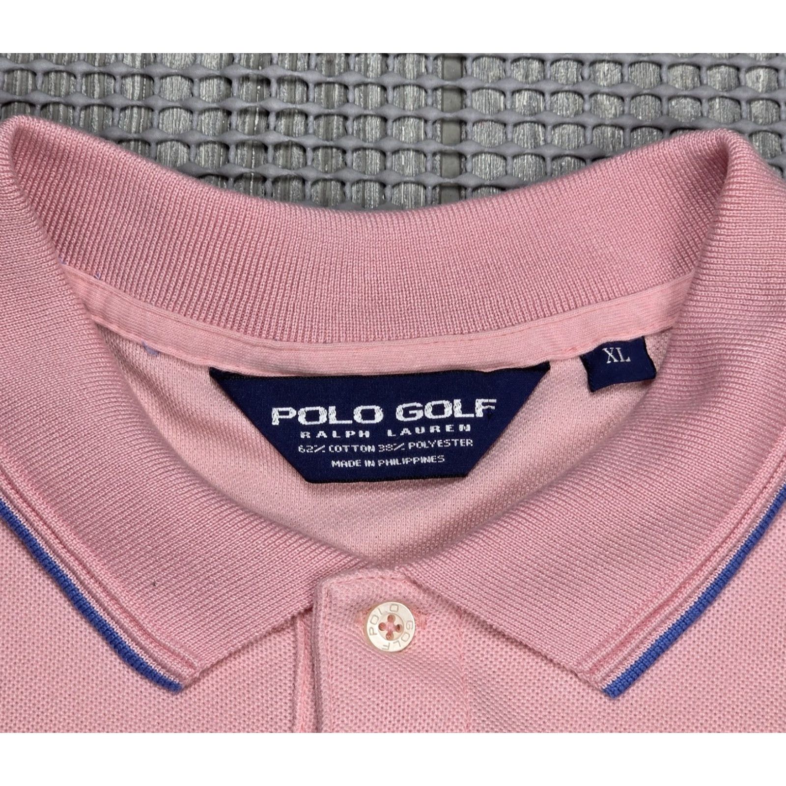 Polo Ralph Lauren VINTAGE Polo Ralph Lauren Polo Shirt Mens XL Pine Valley Pink Contrast Collar Trim Polo Golf Summer Sports Logo Affluent Pine Valley Mens XL Pink Blue Size US XL / EU 56 / 4 - 7 Thumbnail