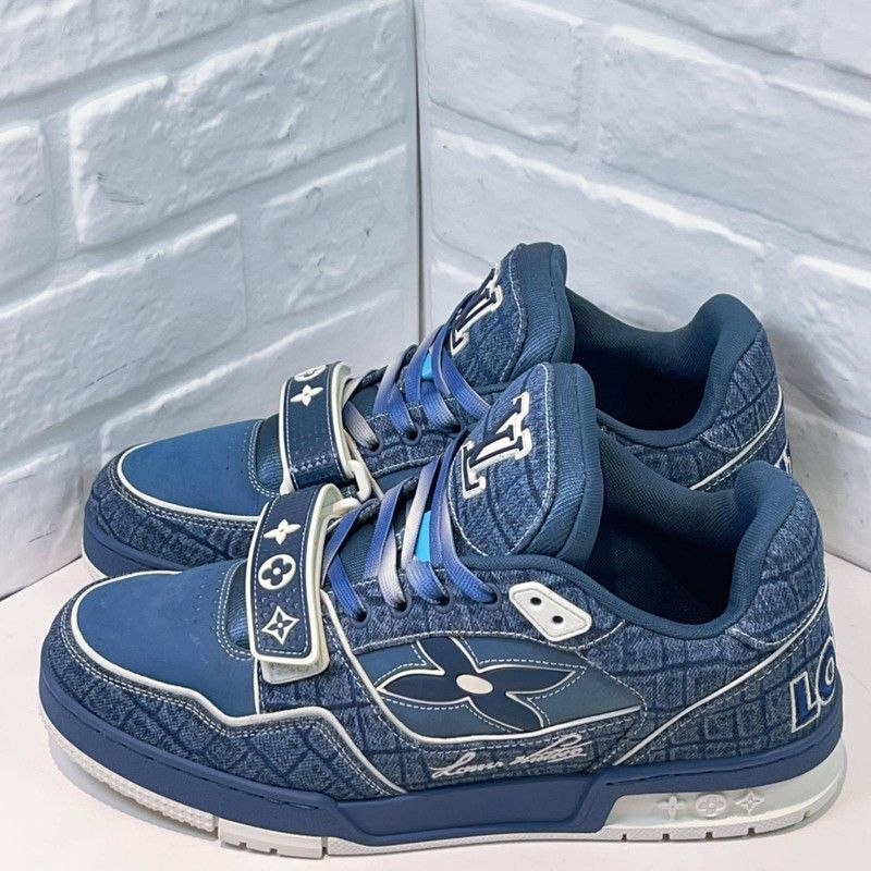 Louis Vuitton Louis Vuitton Trainer Denim Blue Low-Top Sneakers 0079 Size US 8 / EU 41 - 1 Thumbnail