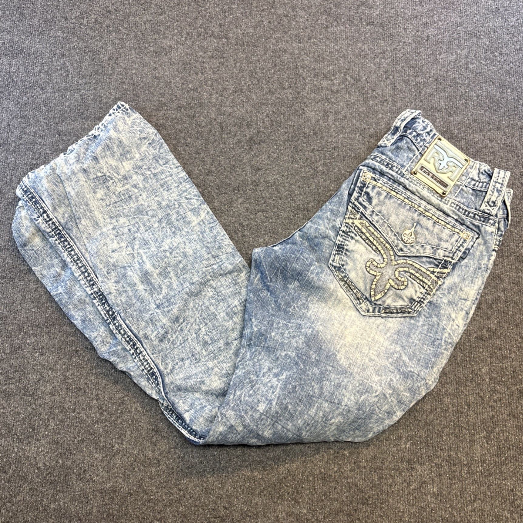 Vintage Rock Revival Jeans Men’s 36 Slim Bootcut Acid Wash Blue Cowboy 31in Inseam Mens Size US 36 / EU 52 - 2 Thumbnail