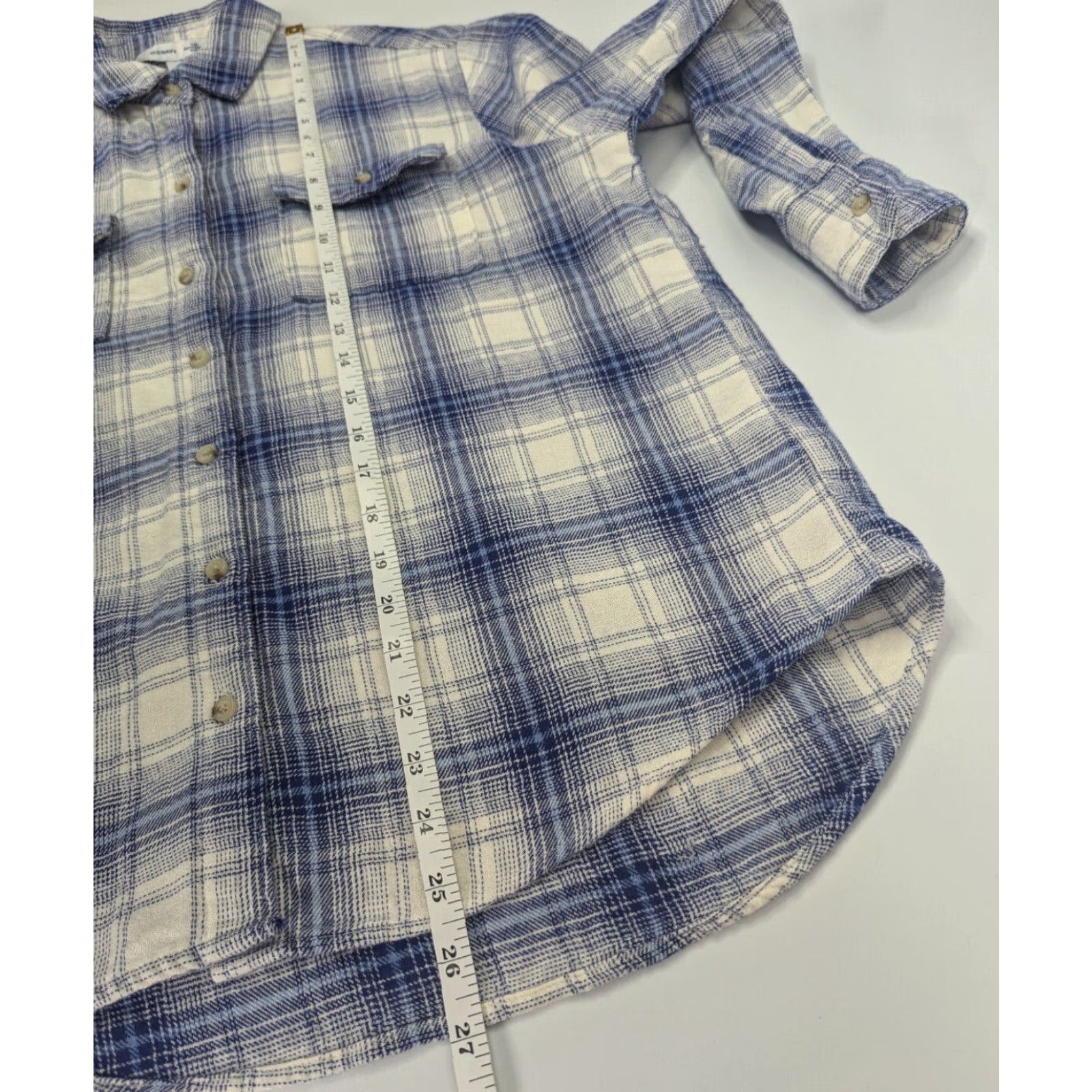 Old Navy VINTAGE Old Navy Women's Shirt XS Plaid Blue White Flannel Button-Up with Pockets Size XS / US 0-2 / IT 36-38 - 3 Thumbnail
