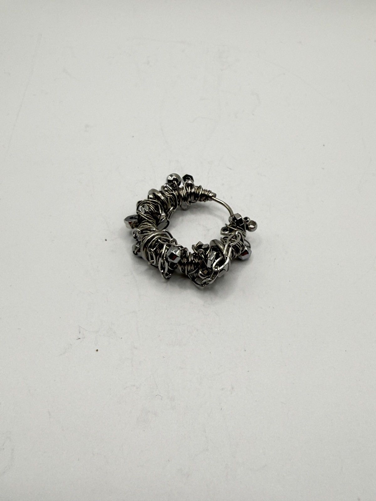 Seditionaries Handmade Mono Earring with Chain biker/goth chrome erd Size ONE SIZE - 5 Thumbnail