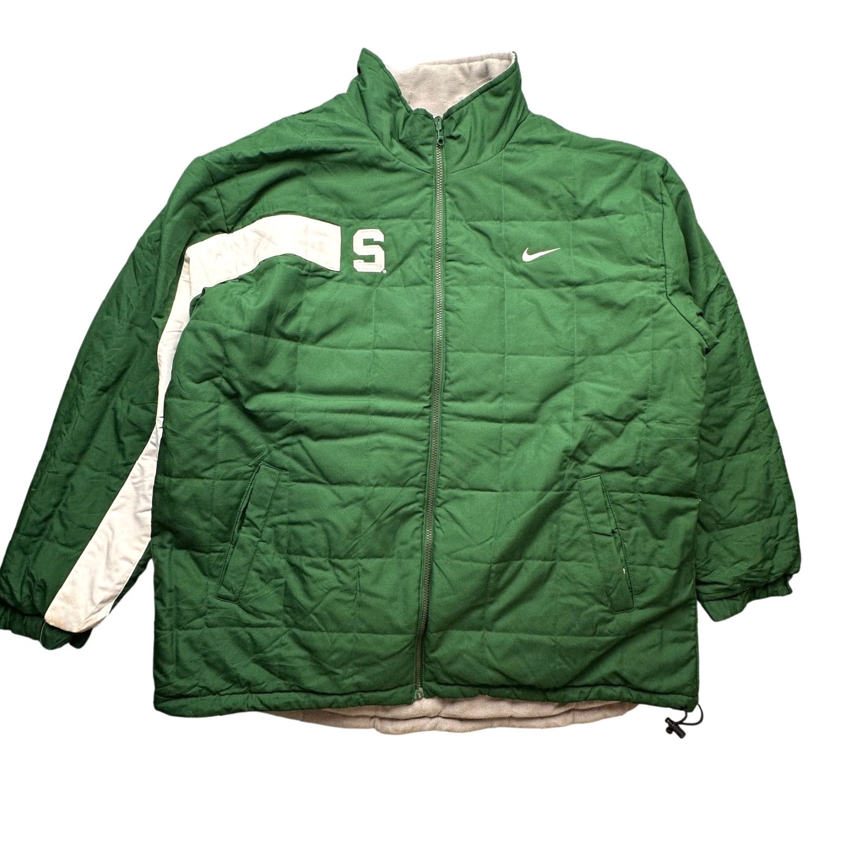 Nike VINTAGE Nike Team Michigan State Reversible Quilted Jacket Mens XL Green Fleece Size US XL / EU 56 / 4 - 2 Thumbnail