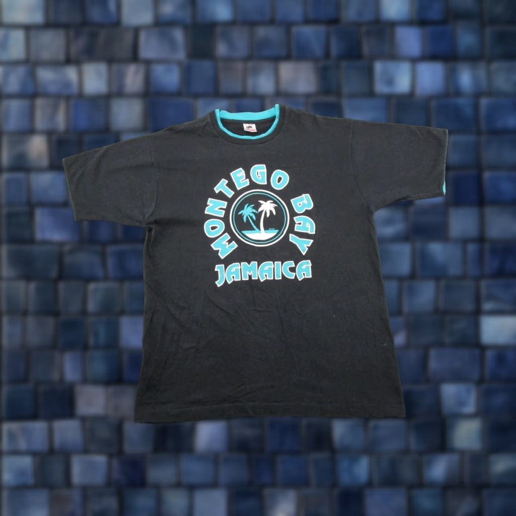 Fruit Of The Loom VINTAGE Montego Bay Jamaica 90s Fruit of the Loom Shirt XL Black Cotton Crew Neck Short Sleeve Men 90s Vintage T-Shirt Size US XL / EU 56 / 4 - 1 Thumbnail