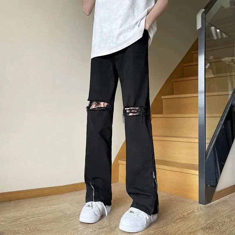 Japanese Brand Retro straight leg wide leg zipper jeans Size US 32 / EU 48 - 5 Thumbnail