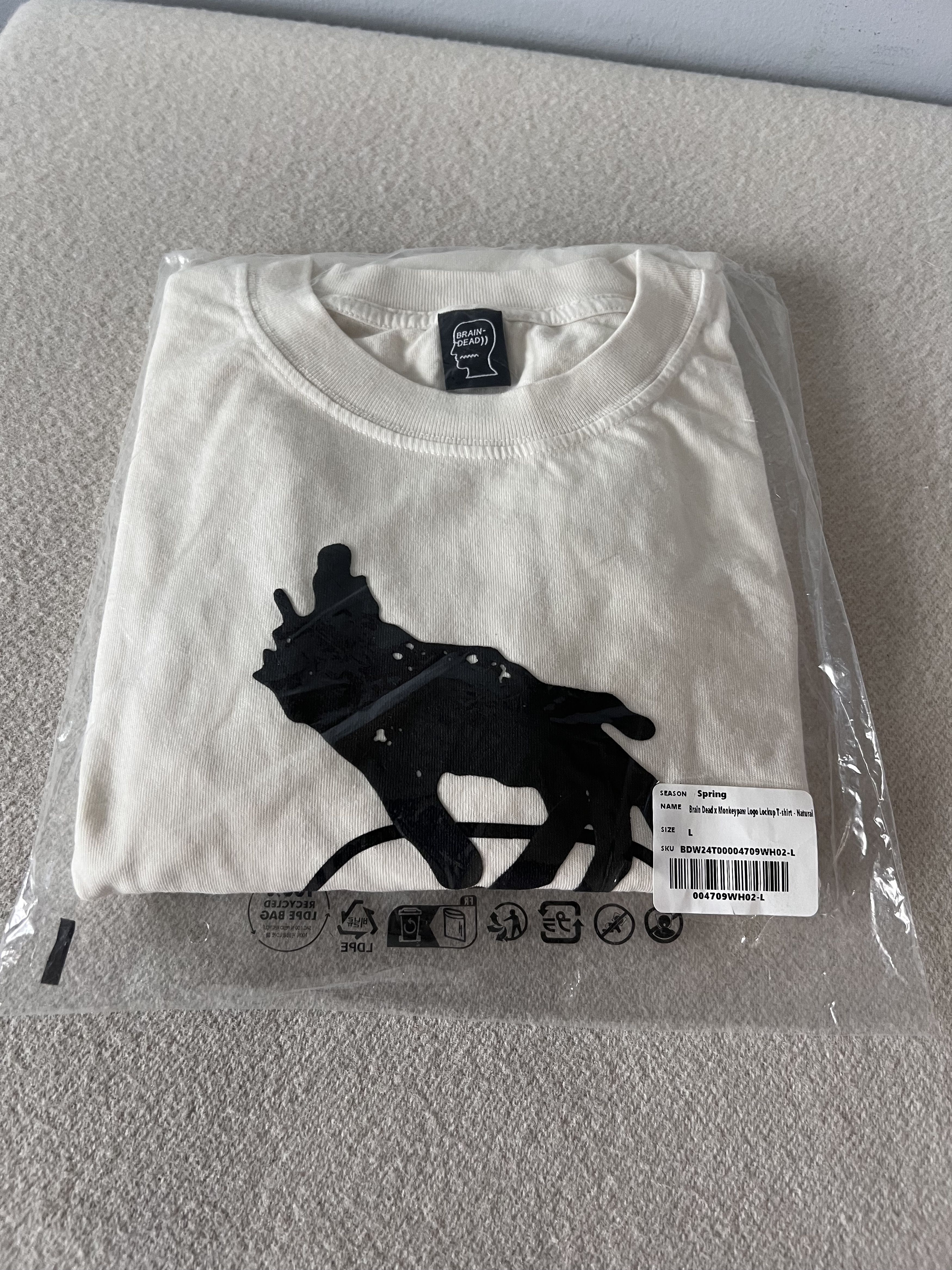 Brain Dead Brain Dead Monkey Paw Logo Lockup Tee in Natural Size US L / EU 52-54 / 3 - 2 Thumbnail