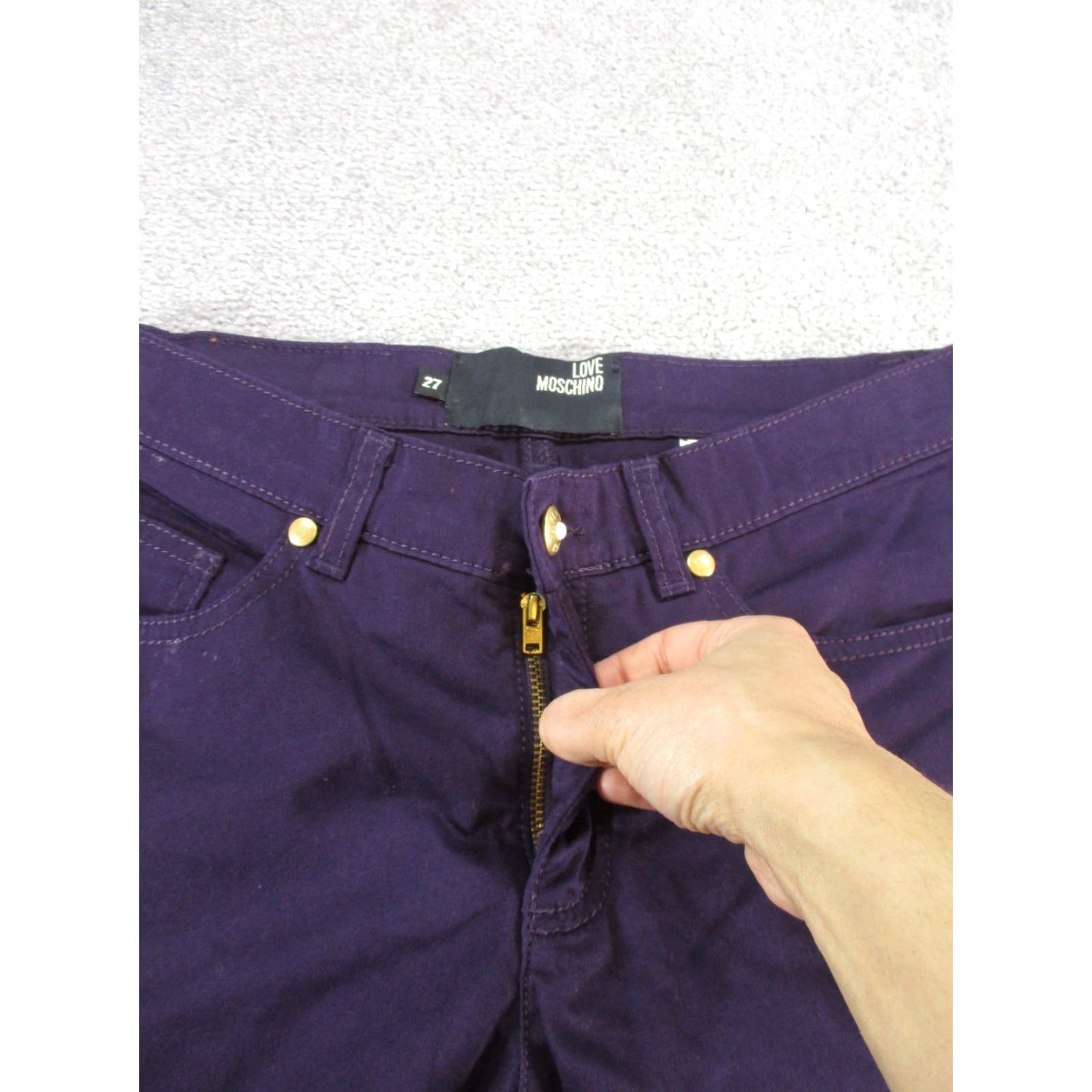 Moschino VINTAGE Love Moschino Pants Womens 27 Dark Purple Cotton Slim Straight * Size 27" / US 4 / IT 40 - 4 Thumbnail