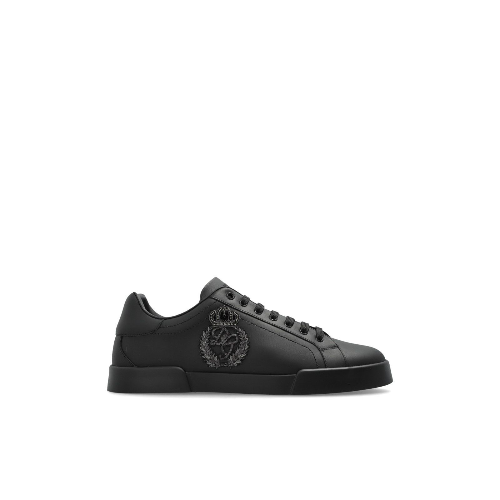 DOLCE&GABBANA Portofino Black Leather Sneakers New & Authent