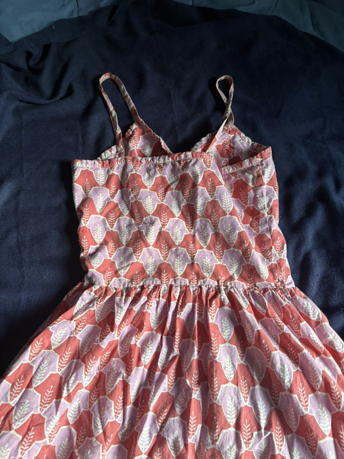 Other Whistle & Flute Pink Leaf Print 100% Cotton Midi Sundress Size M / US 6-8 / IT 42-44 - 4 Thumbnail