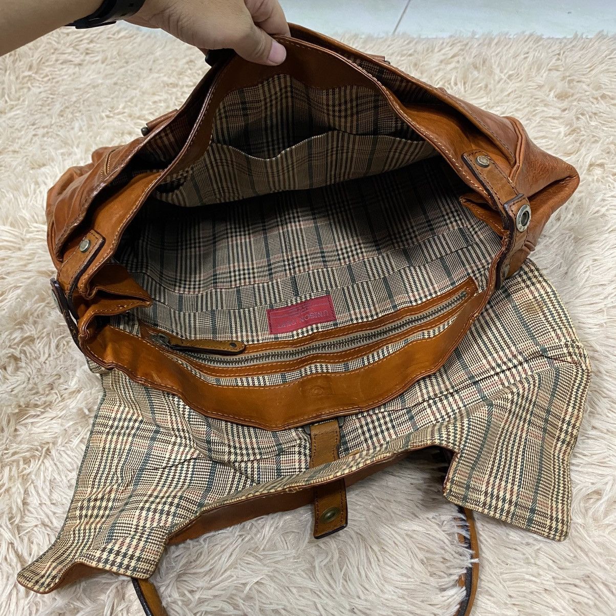 Japanese Brand 📌Vintage Leather Bag Genuine Unison Dept. Size ONE SIZE - 15 Thumbnail