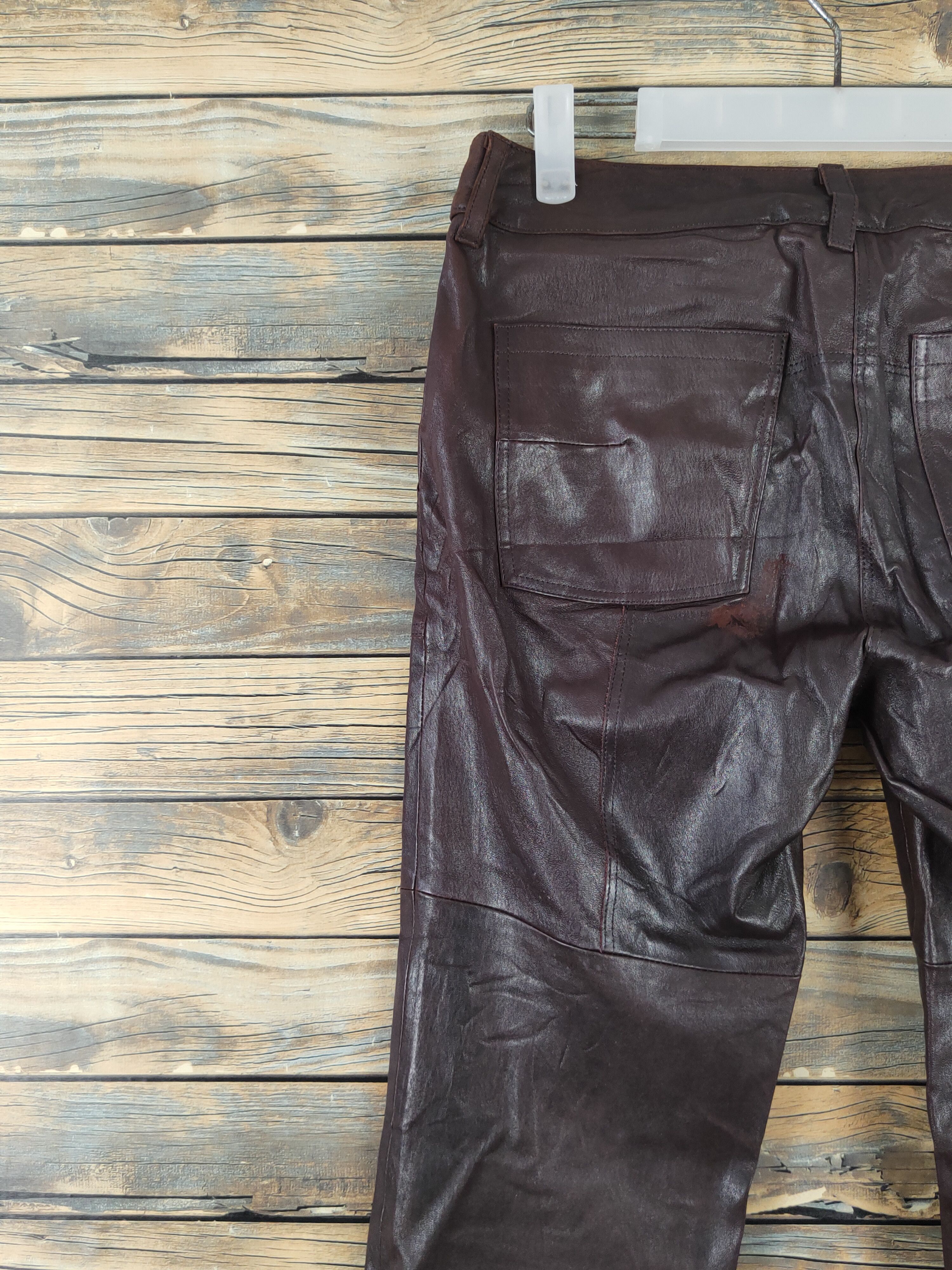 Leather DL Japan Vintage Dark Brown faded Leather lamb Pants #W1885 Size US 28 / EU 44 - 9 Thumbnail
