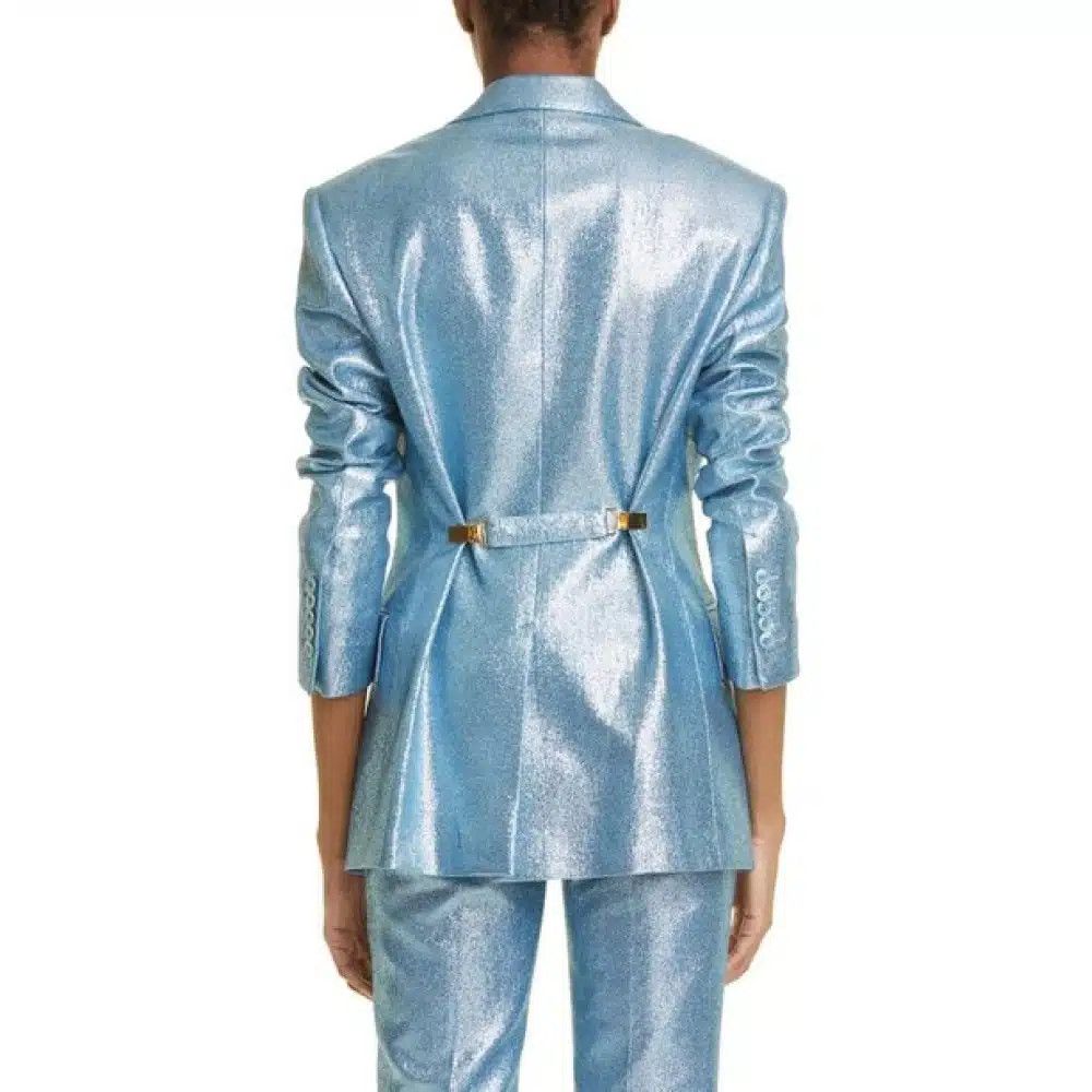 Tom Ford o1loc1c1124 GI2945 Iridescent Sable Jacket in Light Blue Size XXS / US 00 / IT 34 - 4 Thumbnail