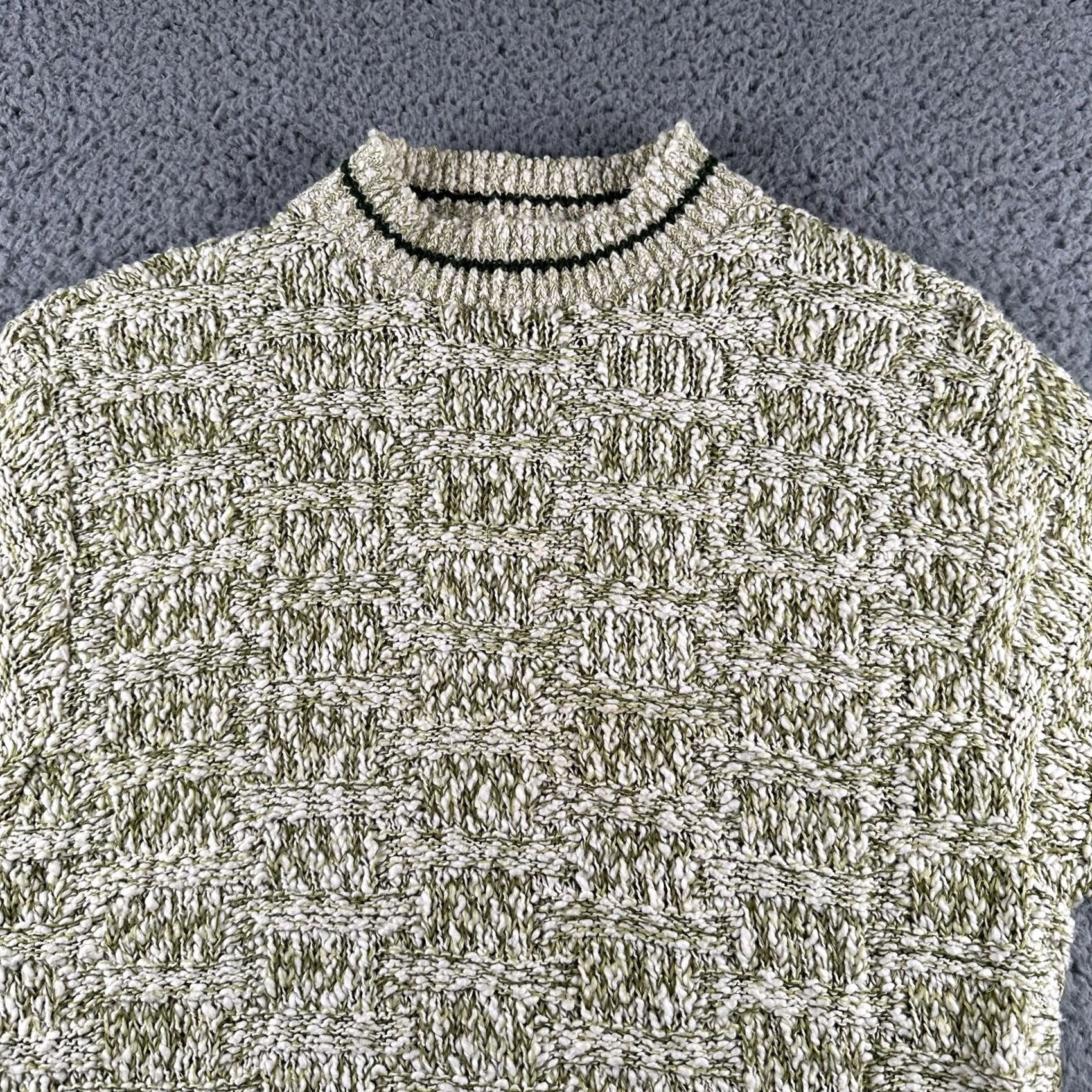 Sears VINTAGE Kings Road Sweater Mens M Green Short Sleeve Crewneck Knit Geometric Textured 70s Sears Mens Size US M / EU 48-50 / 2 - 2 Thumbnail
