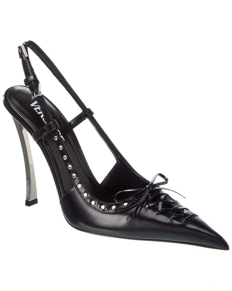 Versace Versace Laced Pin-Point Leather Slingback Pump Size US 5 / IT 35 - 1 Thumbnail
