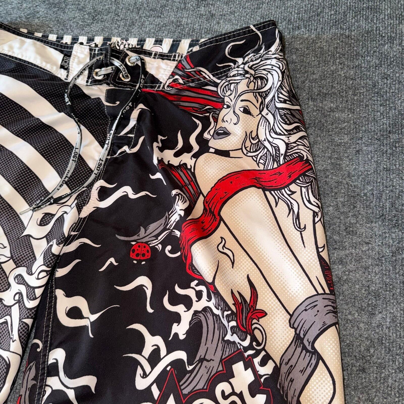 Billabong LOST Enterprises Girl Surf Board Shorts Mens XL 36 VTG Size US 36 / EU 52 - 2 Thumbnail