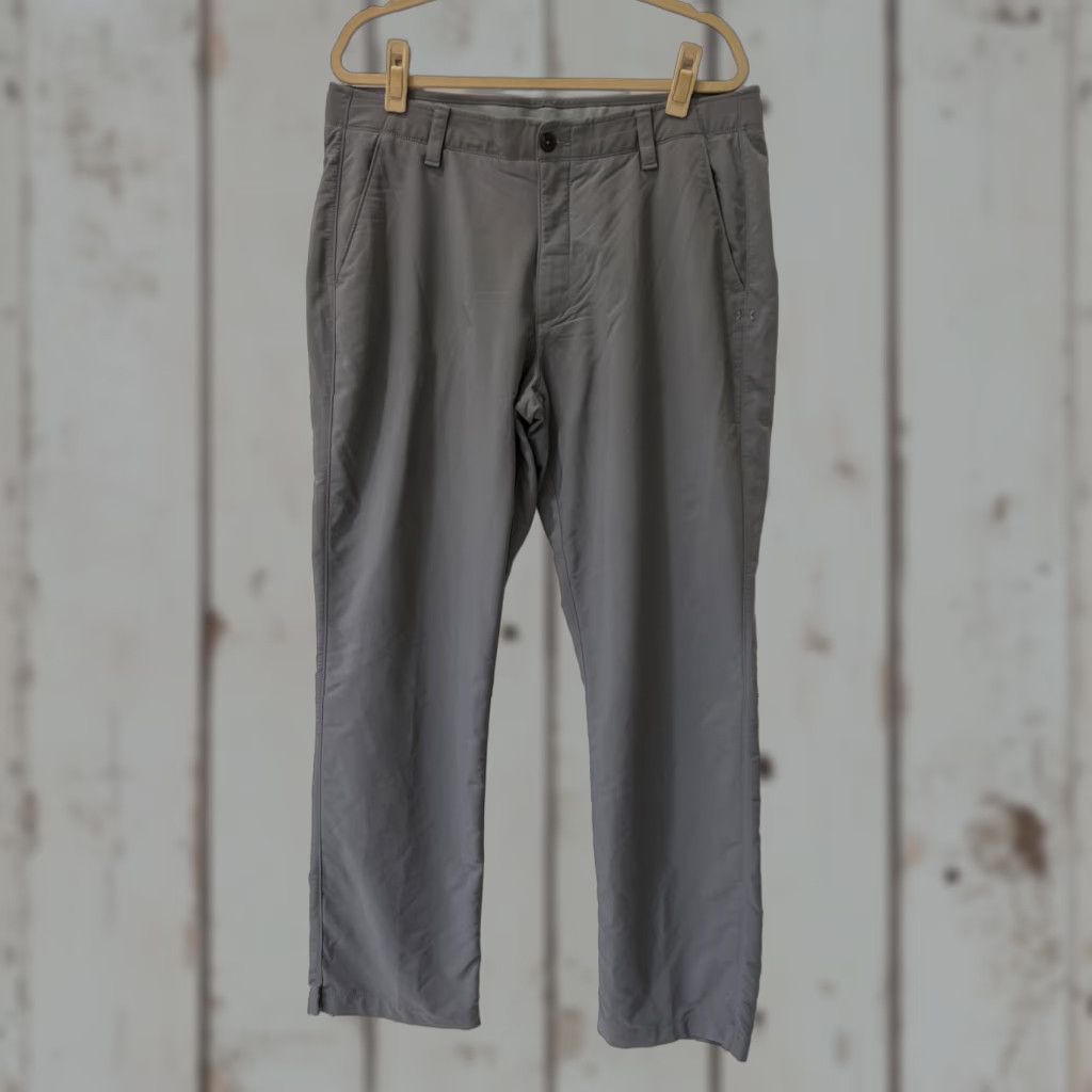Under Armour Under Armour Pants Mens 38x32 Gray Nylon Performance Fit Casual Chino Sports Storm Logo Pockets Stretch Straight Inseam 32in Regular Mens Size US 38 / EU 54 - 1 Thumbnail