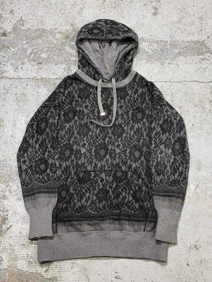 Dolce & Gabbana 2010s Dolce & Gabbana Grey Lace Pattern Wool Hoodie Size US M / EU 48-50 / 2 - 3 Thumbnail