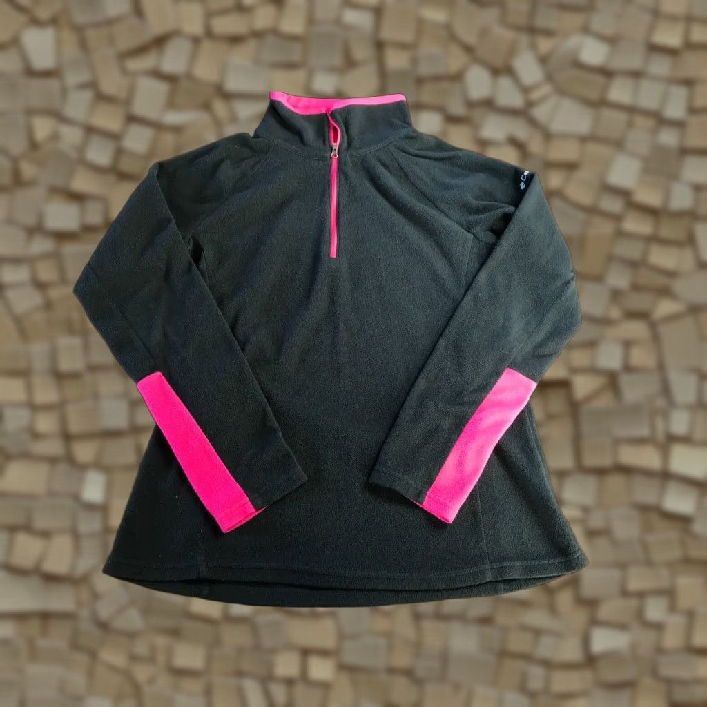 Vintage Columbia Jacket Women's Medium Black Pink Quarter Zip Fleece Size M / US 6-8 / IT 42-44 - 1 Thumbnail
