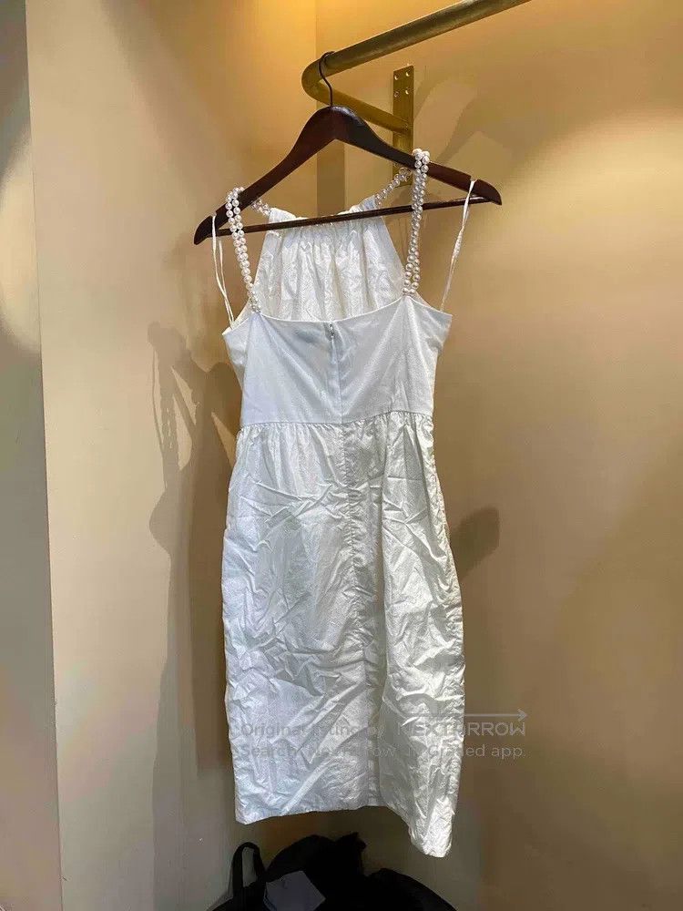 Chanel Chanel White Moonlight Pearl Hanging Neck Satin Dress Size XXS / US 00 / IT 34 - 9 Thumbnail
