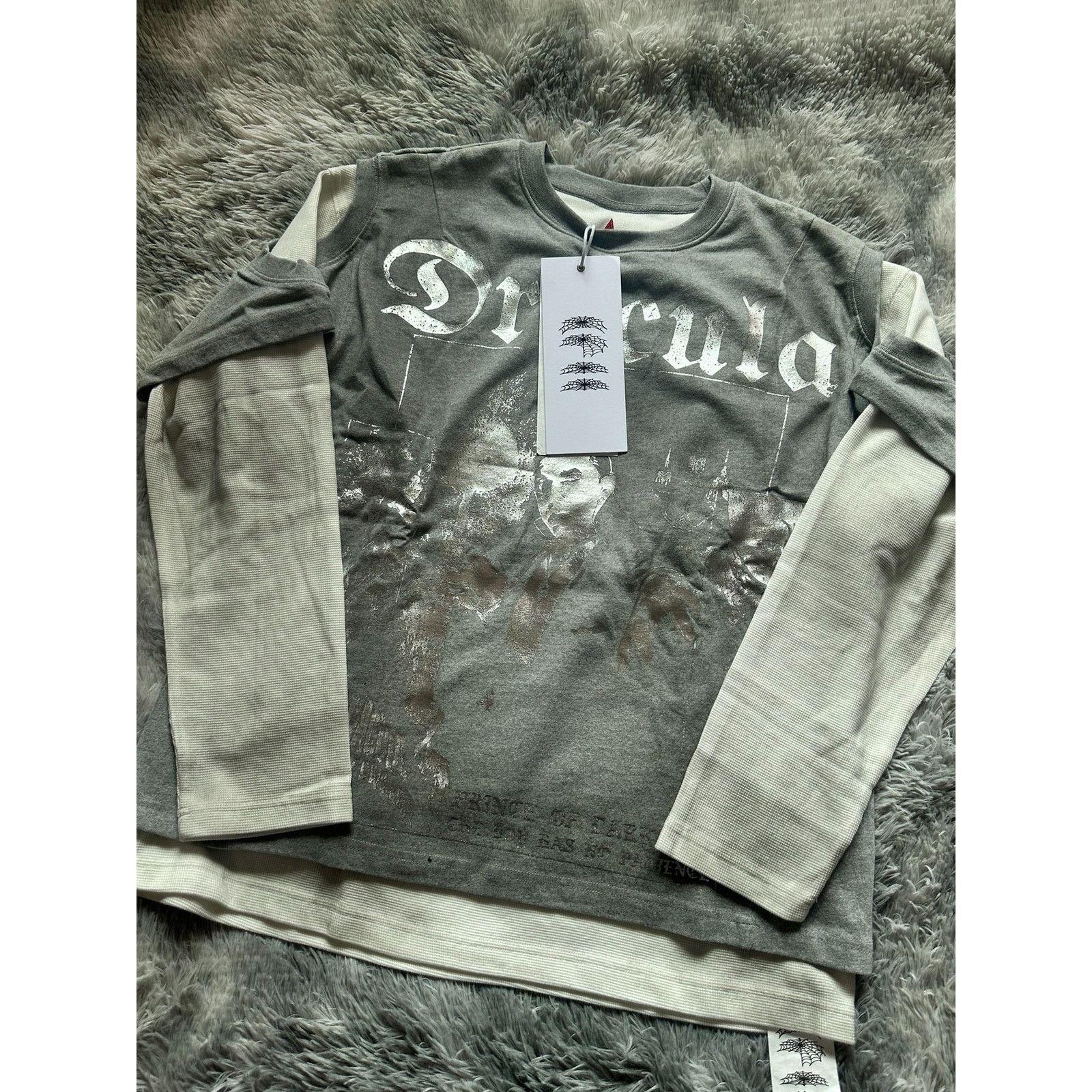 Japanese Brand TwoLayer Gray Thermal Longsleeve Sweatshirt Pullover Dracula Size US L / EU 52-54 / 3 - 1 Thumbnail
