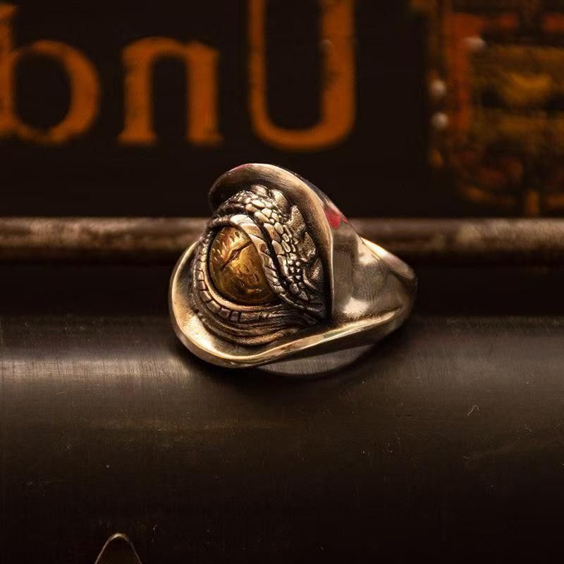 Jewelry Men's Vintage Dragon Eye Open Ring Size ONE SIZE - 3 Thumbnail