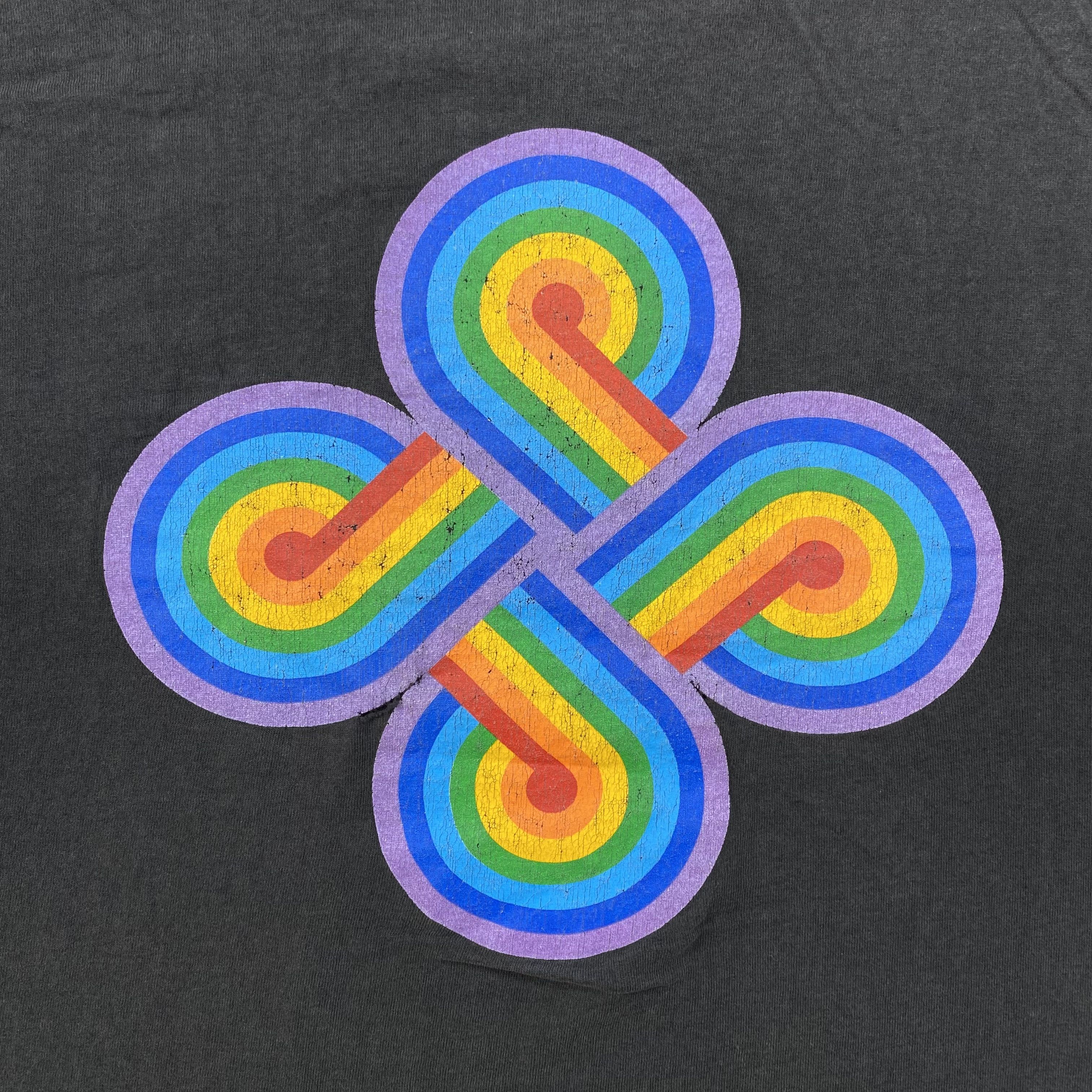 Vintage Vintage Rainbow Logo Fade Black Distressed T-Shirt 90s M085 Size US L / EU 52-54 / 3 - 4 Thumbnail