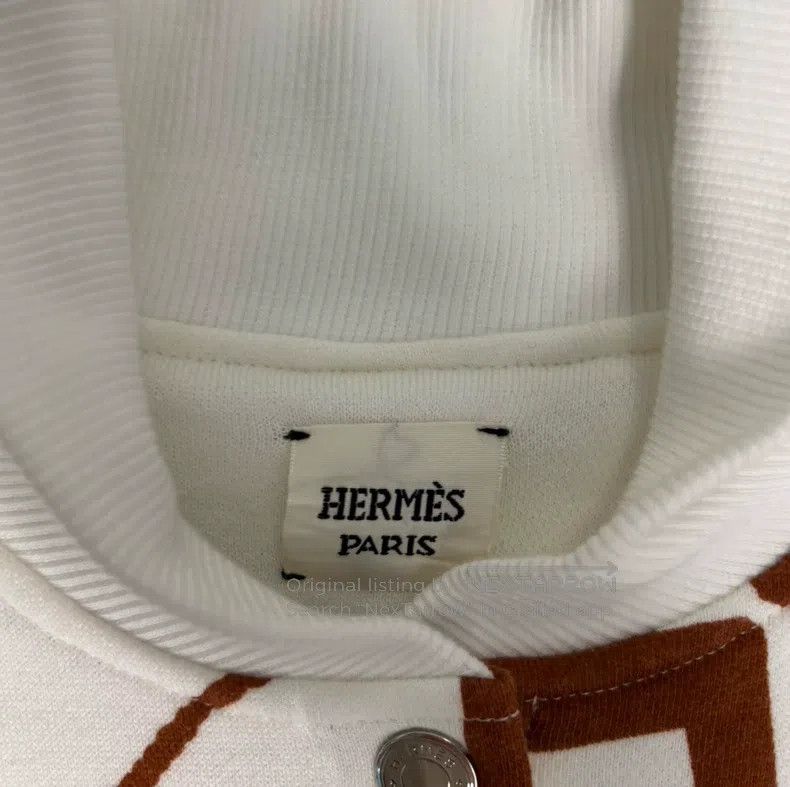 Hermes Hermes Patterned Printed Tweed Pilot Jacket, White Size XXS / US 00 / IT 34 - 2 Thumbnail