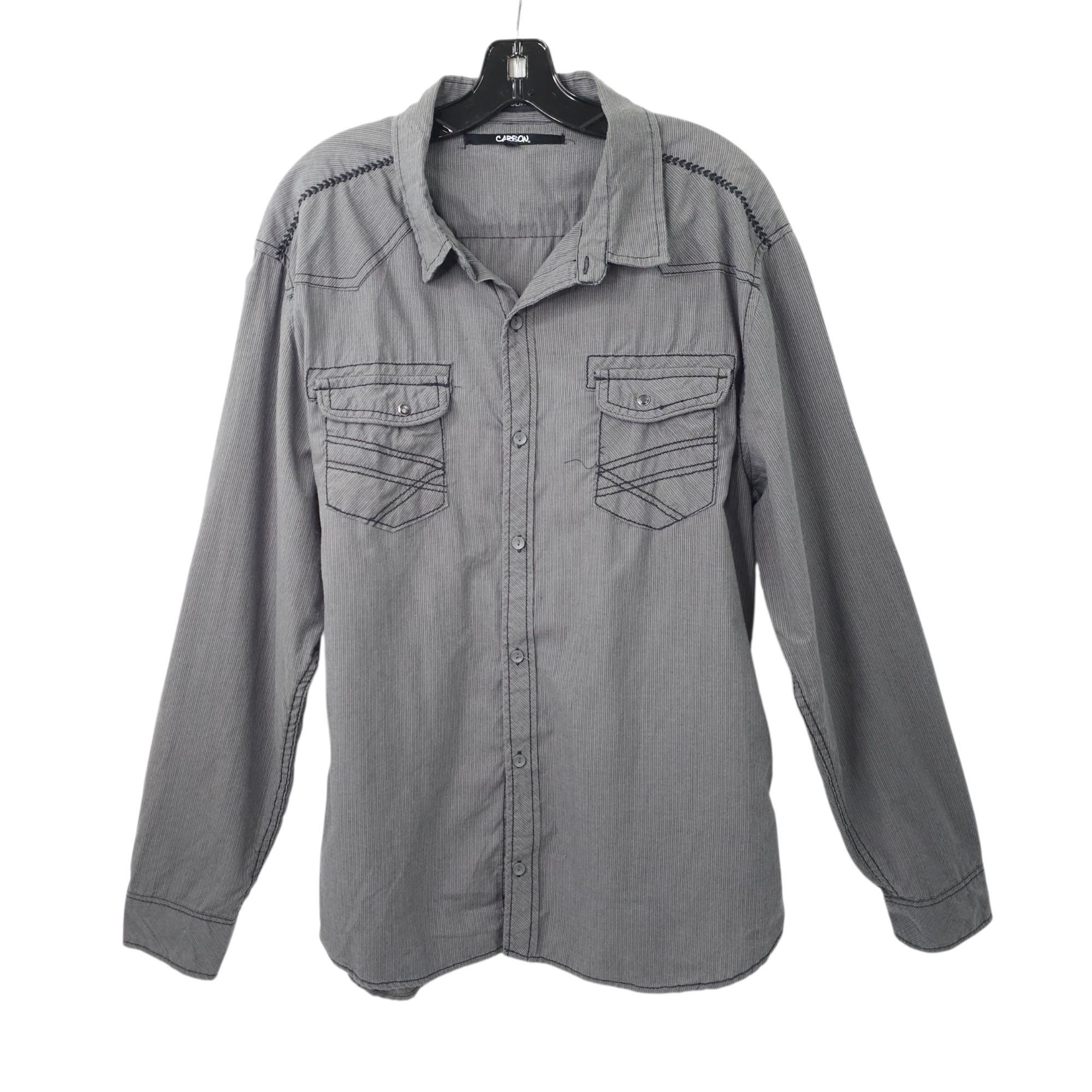 Carbon Carbon Slim Fit Button Front Shirt Mens XXL READ Tab Sleeve Size US XXL / EU 58 / 5 - 2 Thumbnail