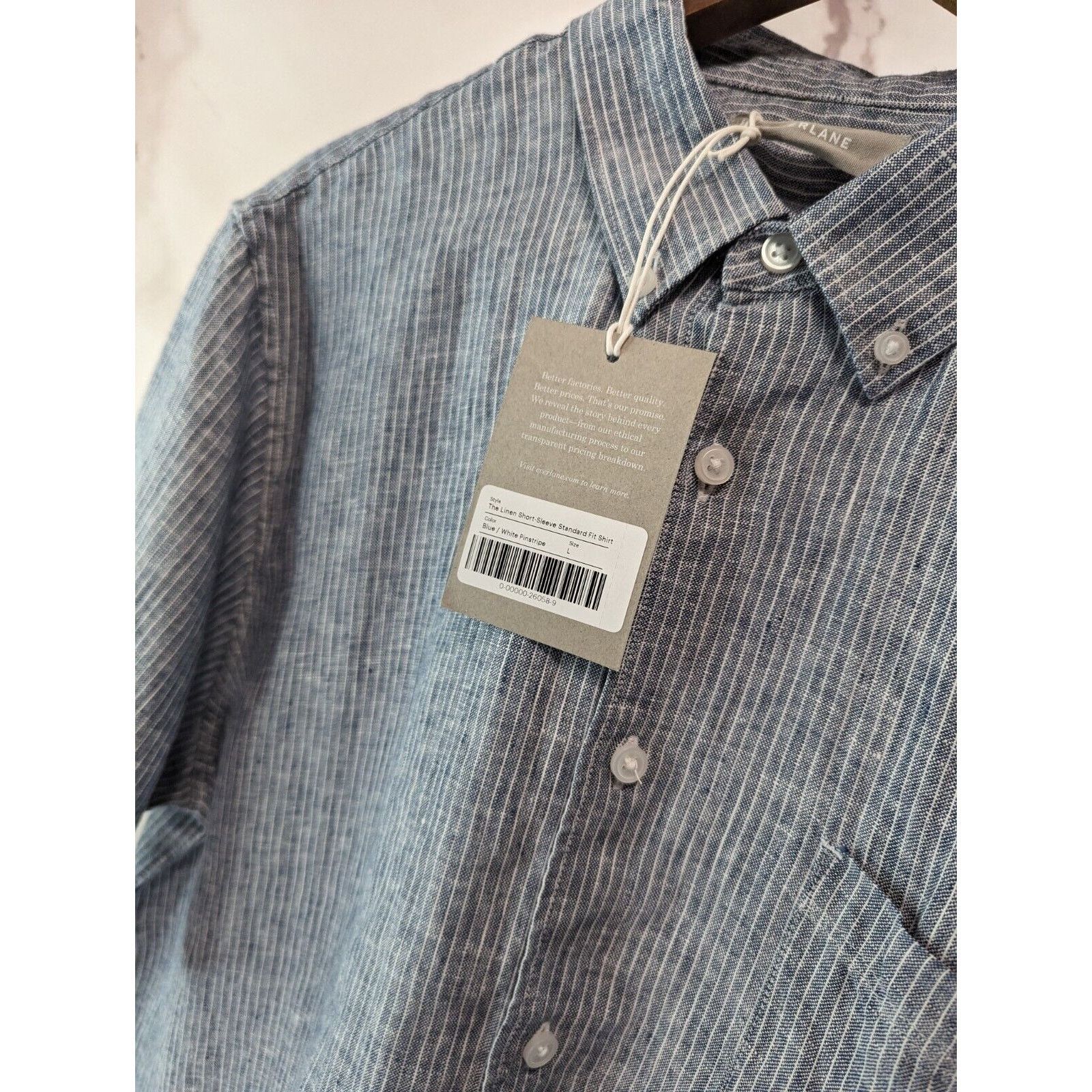 Everlane Everlane Shirt Men Medium Pinstripe Blue Linen Button Down Size US M / EU 48-50 / 2 - 11 Thumbnail