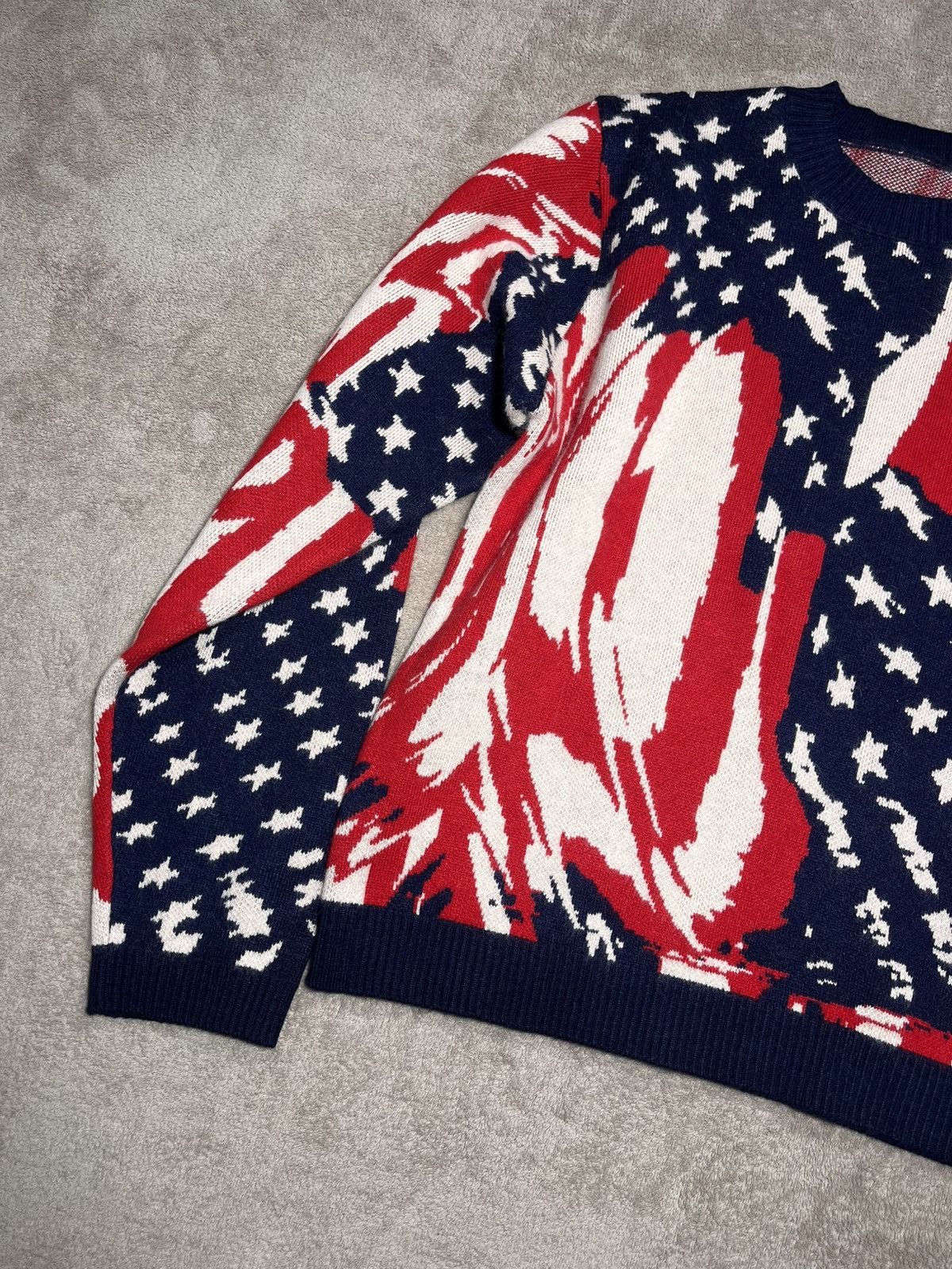 Japanese Brand Masu Marble USA Flag Knit Sweater Size US M / EU 48-50 / 2 - 4 Thumbnail