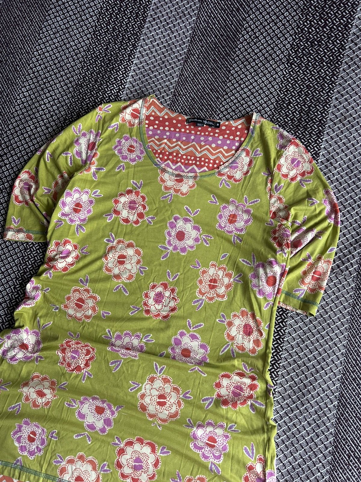 Gudrun Sjoden Gurdun Sjoden Green Floral 3/4 Sleeve Midi Dress Size Medium Size M / US 6-8 / IT 42-44 - 4 Thumbnail
