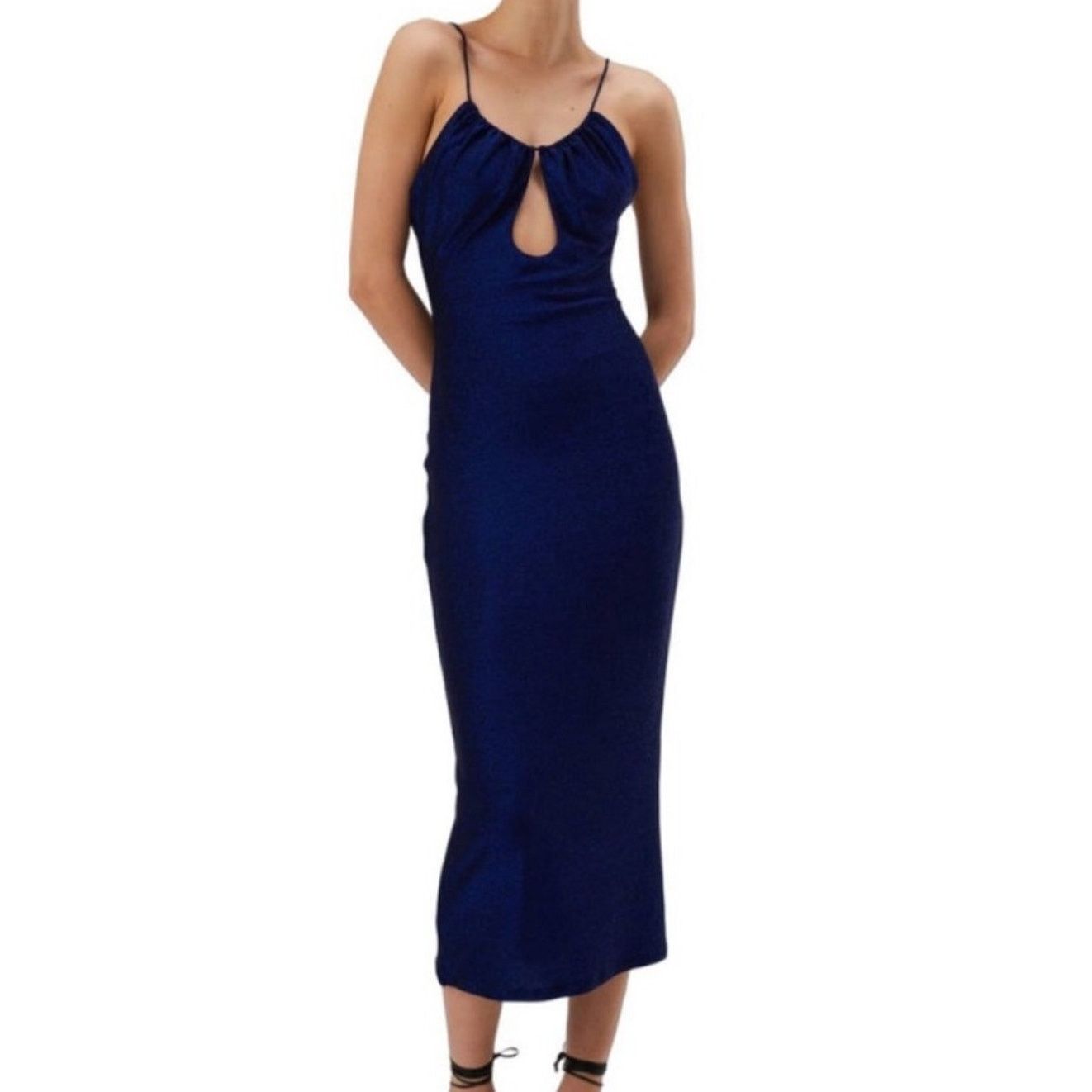 Mishka Misha Marlow Midi Dress Low Back Sleeveless Blue 12 NWOT Size XL / US 12-14 / IT 48-50 - 1 Thumbnail