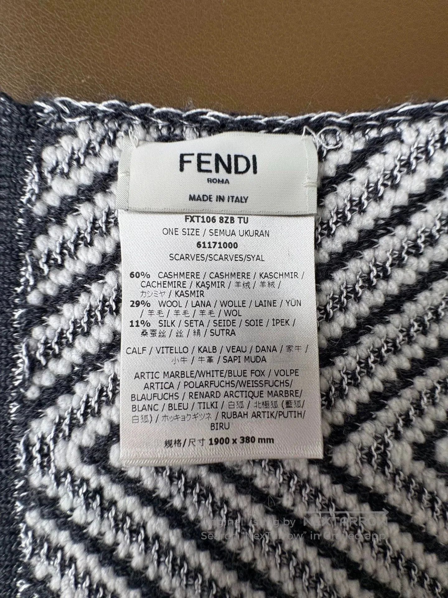 Fendi fendi black and white cashmere scarf. Size ONE SIZE - 6 Thumbnail