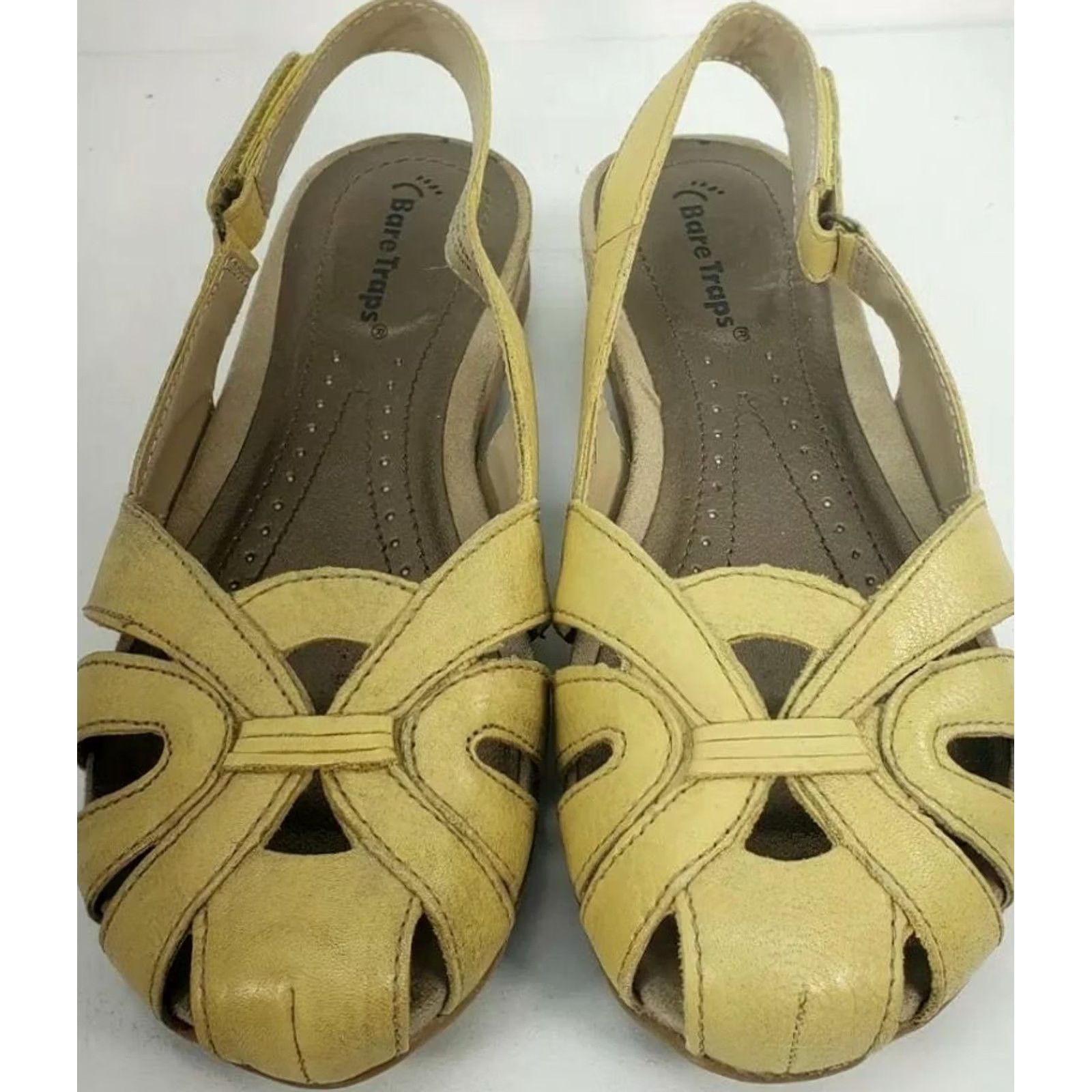 Vintage Bare Traps Relate Slingback Sandal Yellow Leather Sz 7 Women’s Sandal Slp On Straps Cushioned Lightweight Arch Support Motion Control Size US 8 / IT 38 - 3 Thumbnail