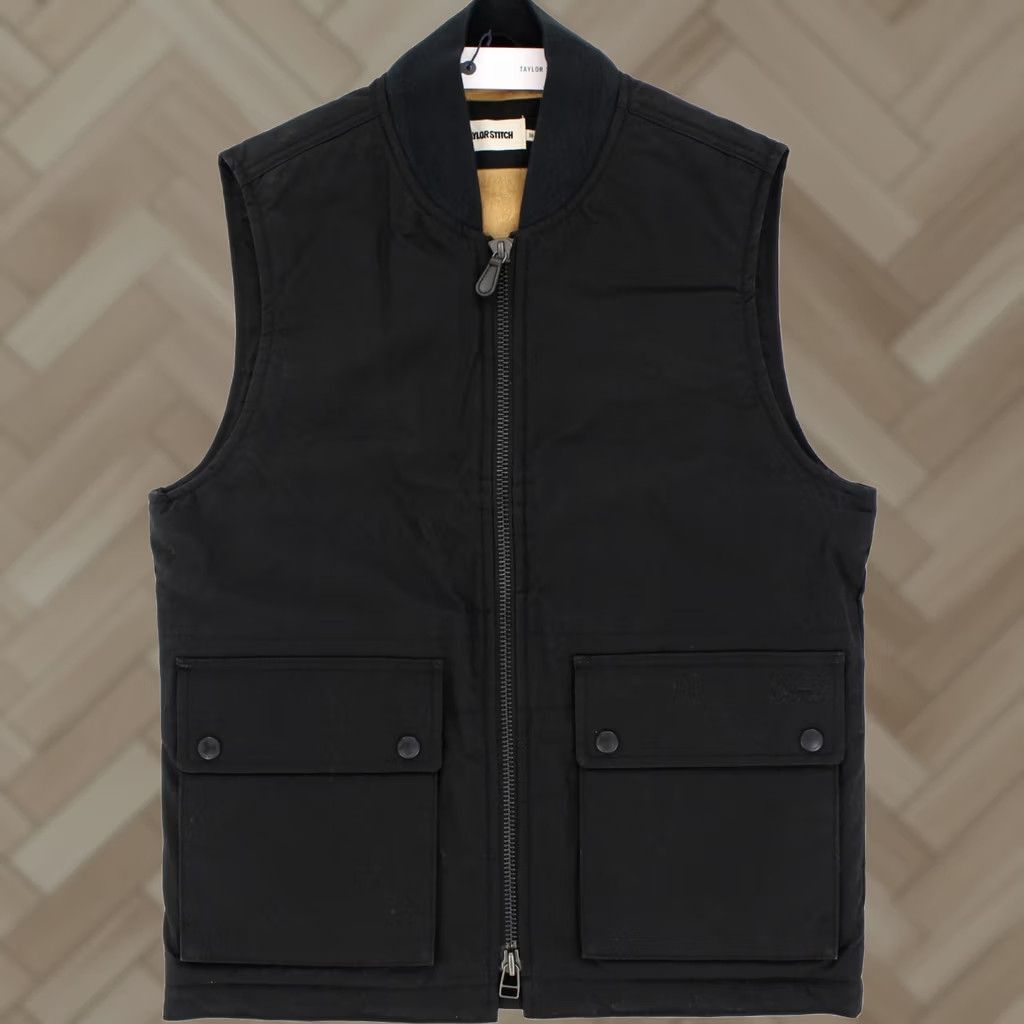 Taylor Stitch Taylor Stitch The Ignition Vest Shirt Mens XS Black Wax Canvas 100% Organic Cotton Wool Lining Insulated Pockets Wind-Resistant Size US XS / EU 42 / 0 - 1 Thumbnail